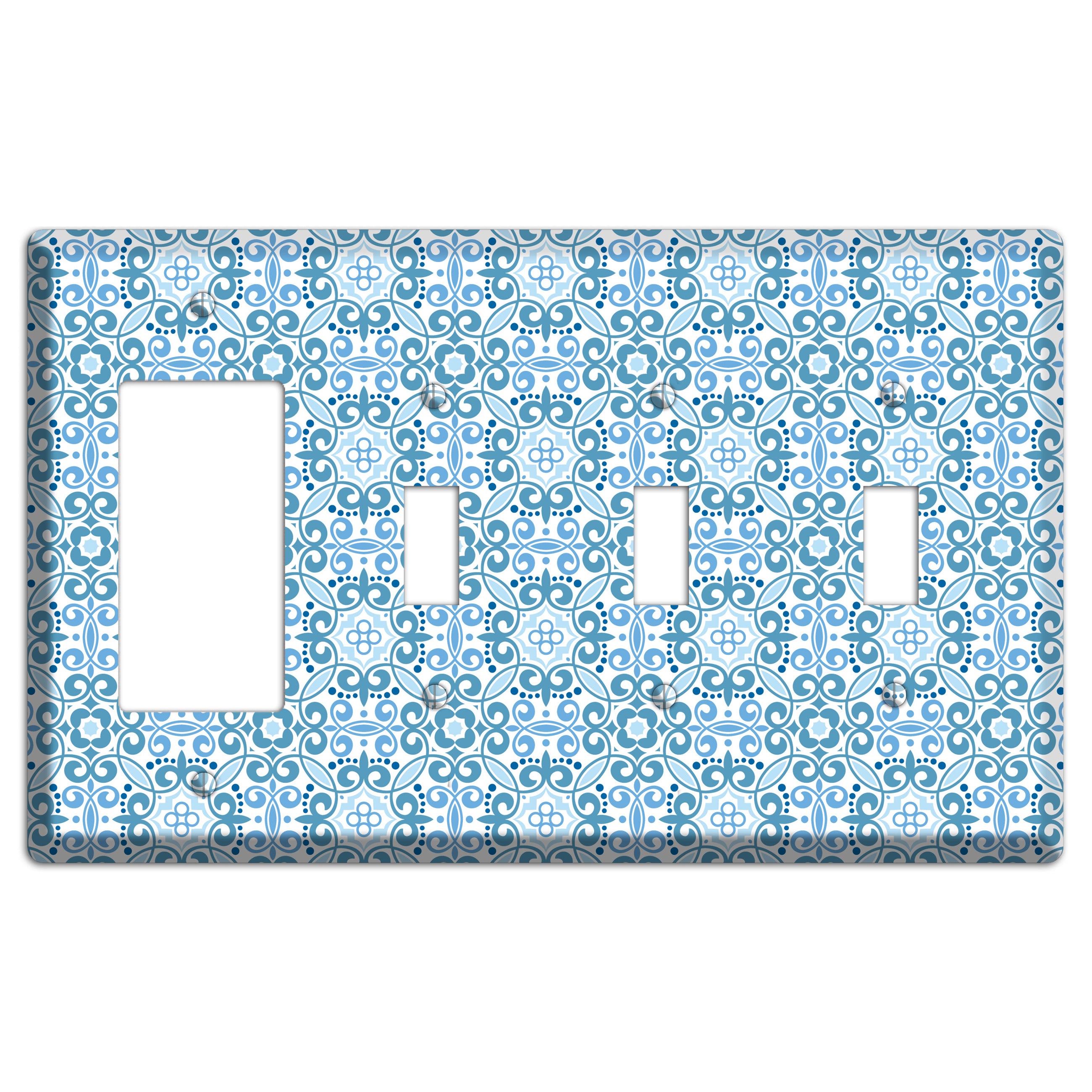 Multi Blue Foulard Rocker / 3 Toggle Wallplate