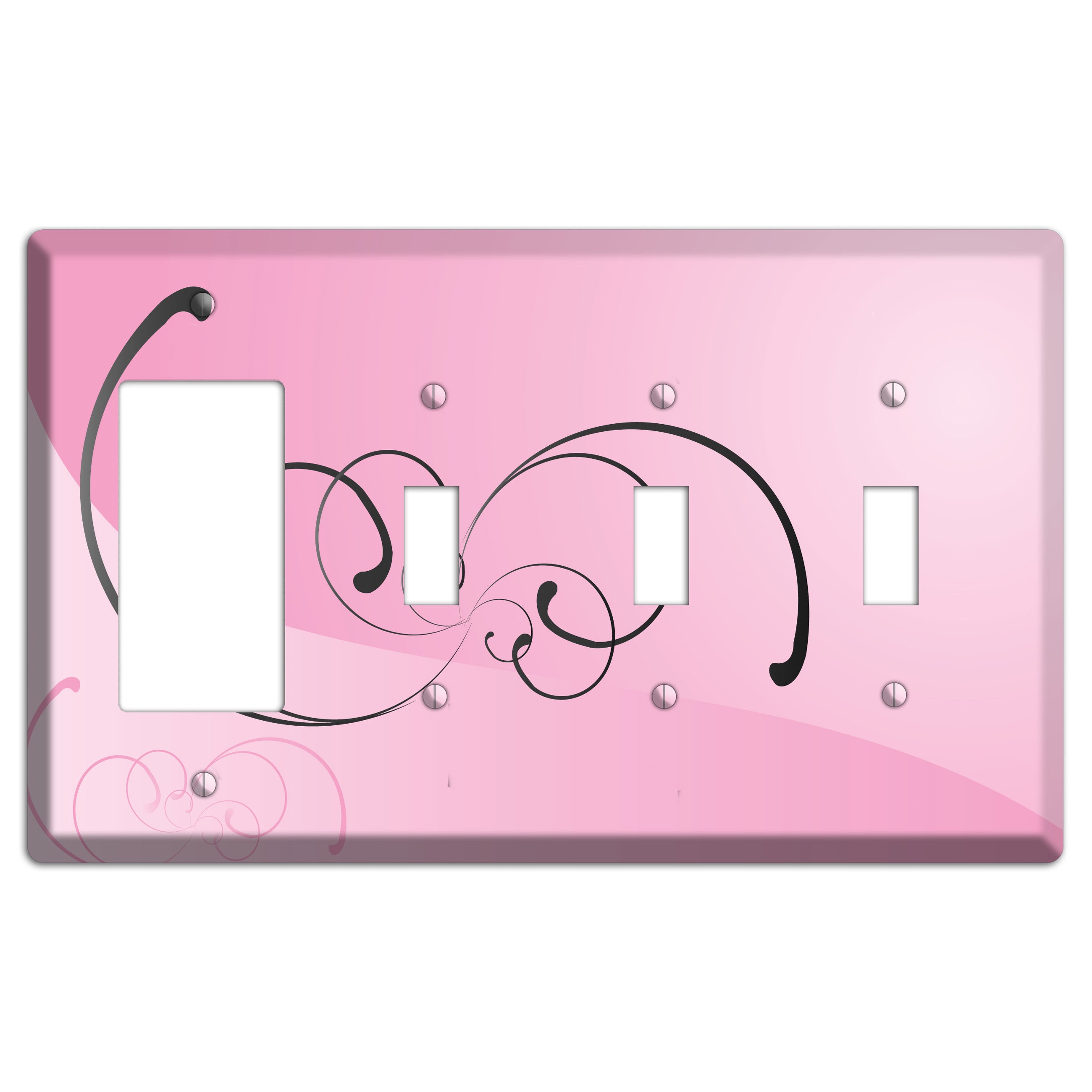 Pink Swoop Rocker / 3 Toggle Wallplate