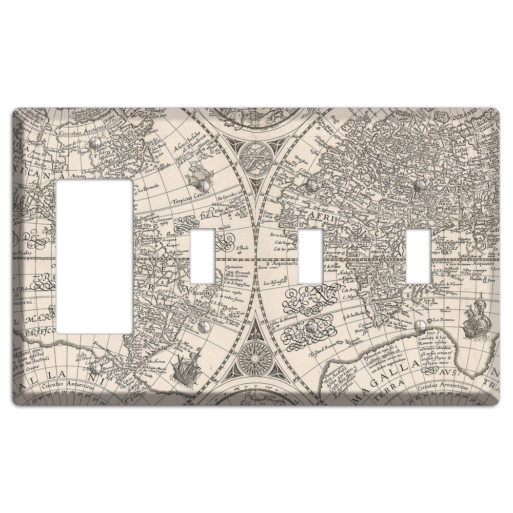 Map of South America Rocker / 3 Toggle Wallplate