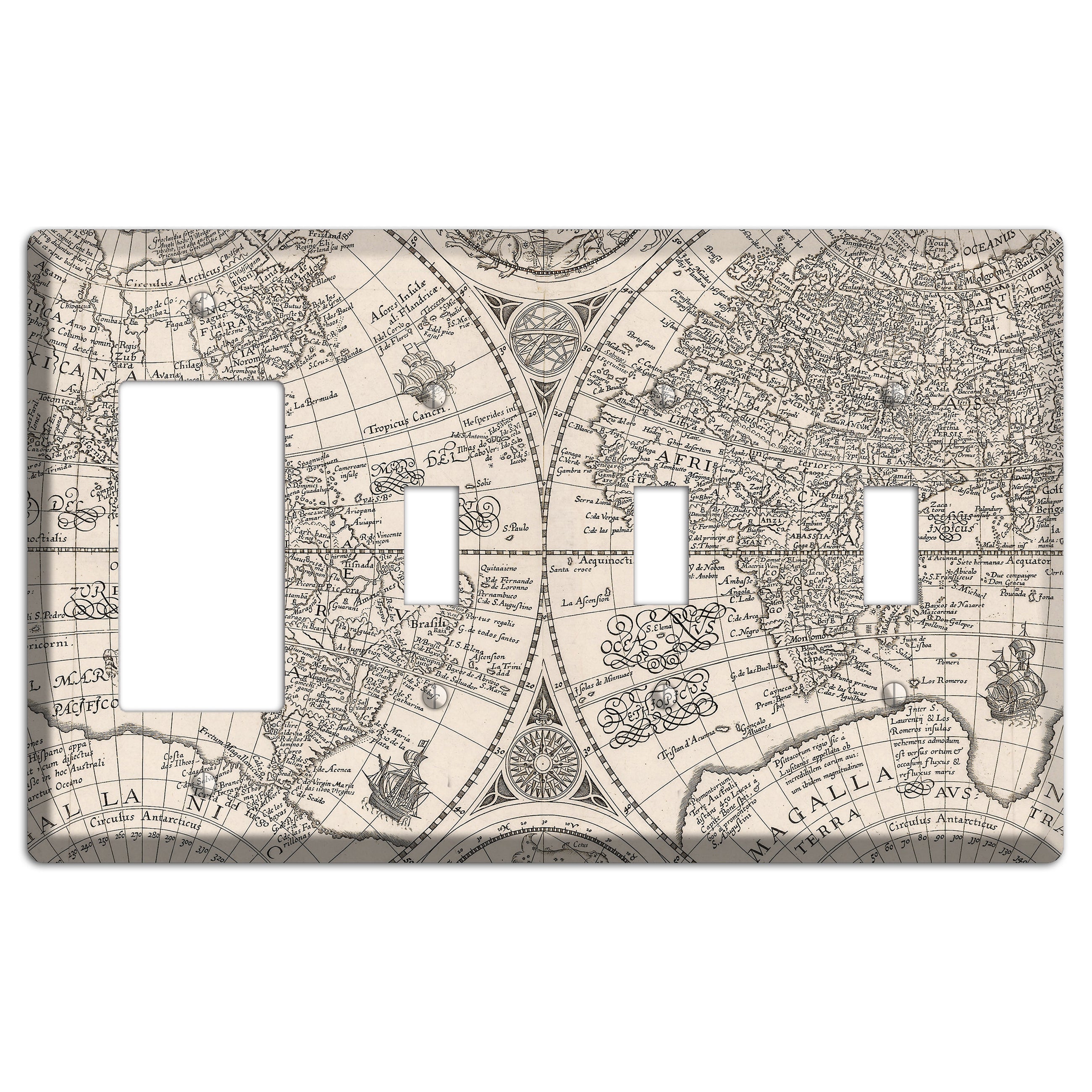 Map of South America Rocker / 3 Toggle Wallplate