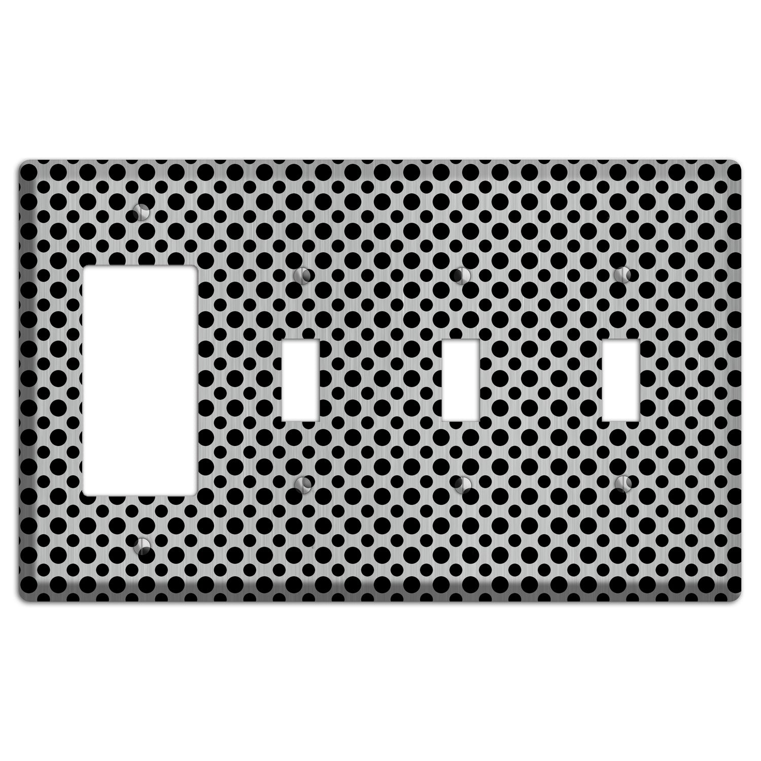 Multi Small Polka Dots Stainless Rocker / 3 Toggle Wallplate