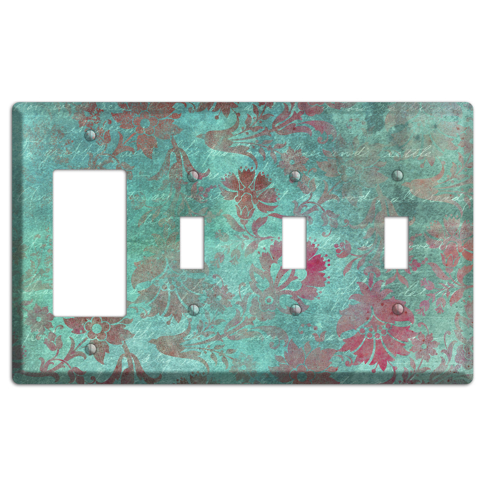 Sea Nymph Whimsical Damask Rocker / 3 Toggle Wallplate