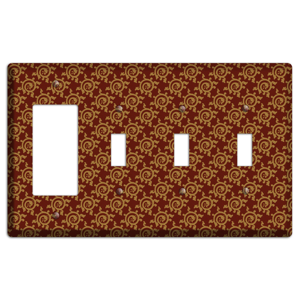 Asian Swirl Pattern Rocker / 3 Toggle Wallplate