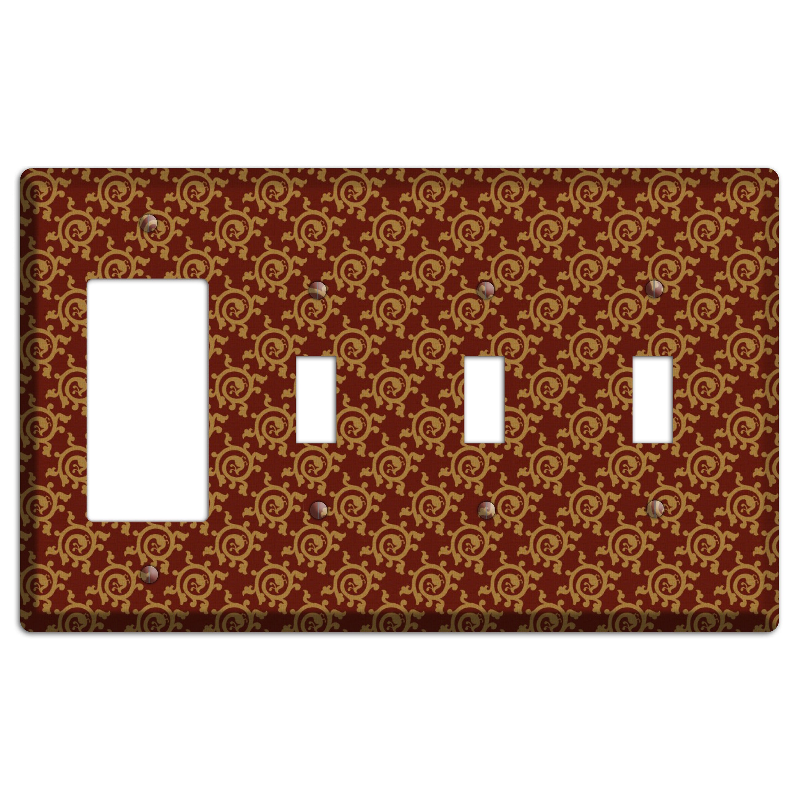 Asian Swirl Pattern Rocker / 3 Toggle Wallplate