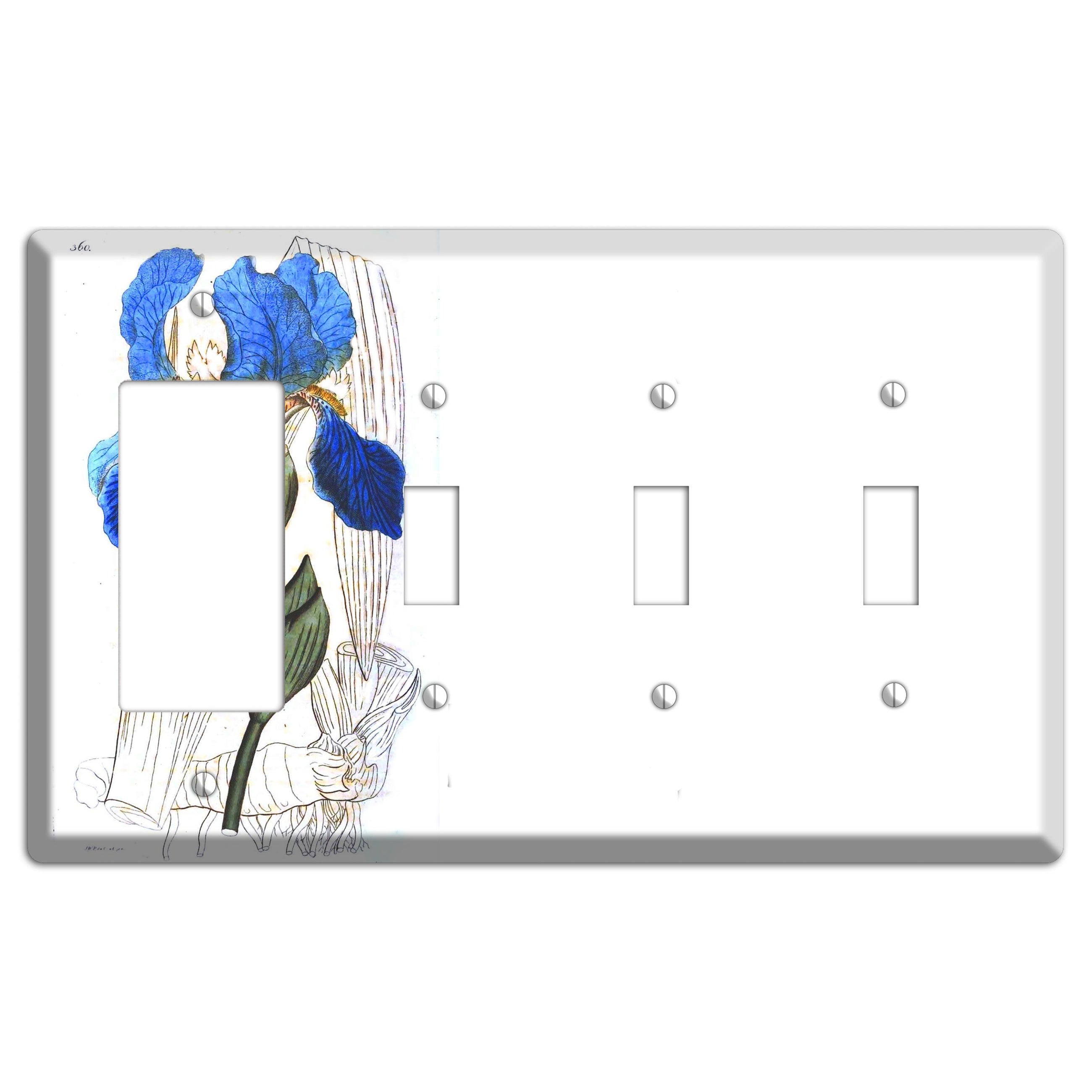 Blue Iris Rocker / 3 Toggle Wallplate
