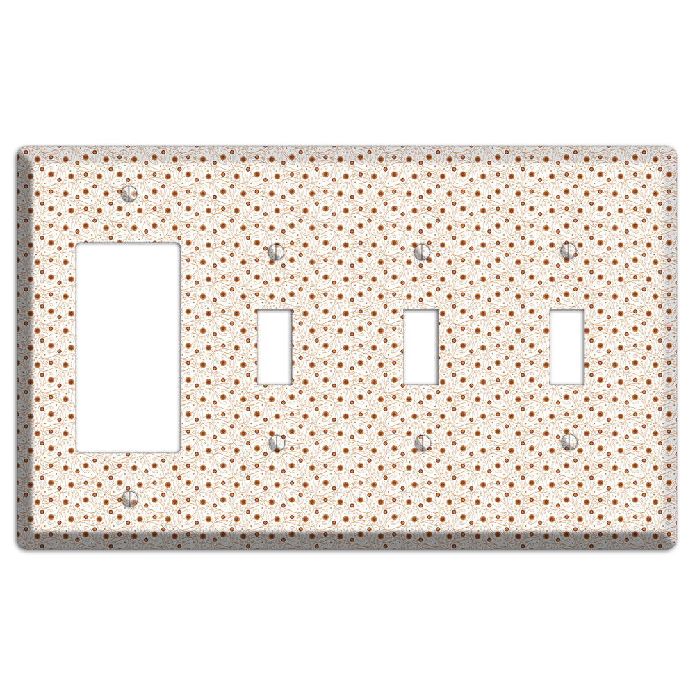 Tiny White Vine Floral Rocker / 3 Toggle Wallplate
