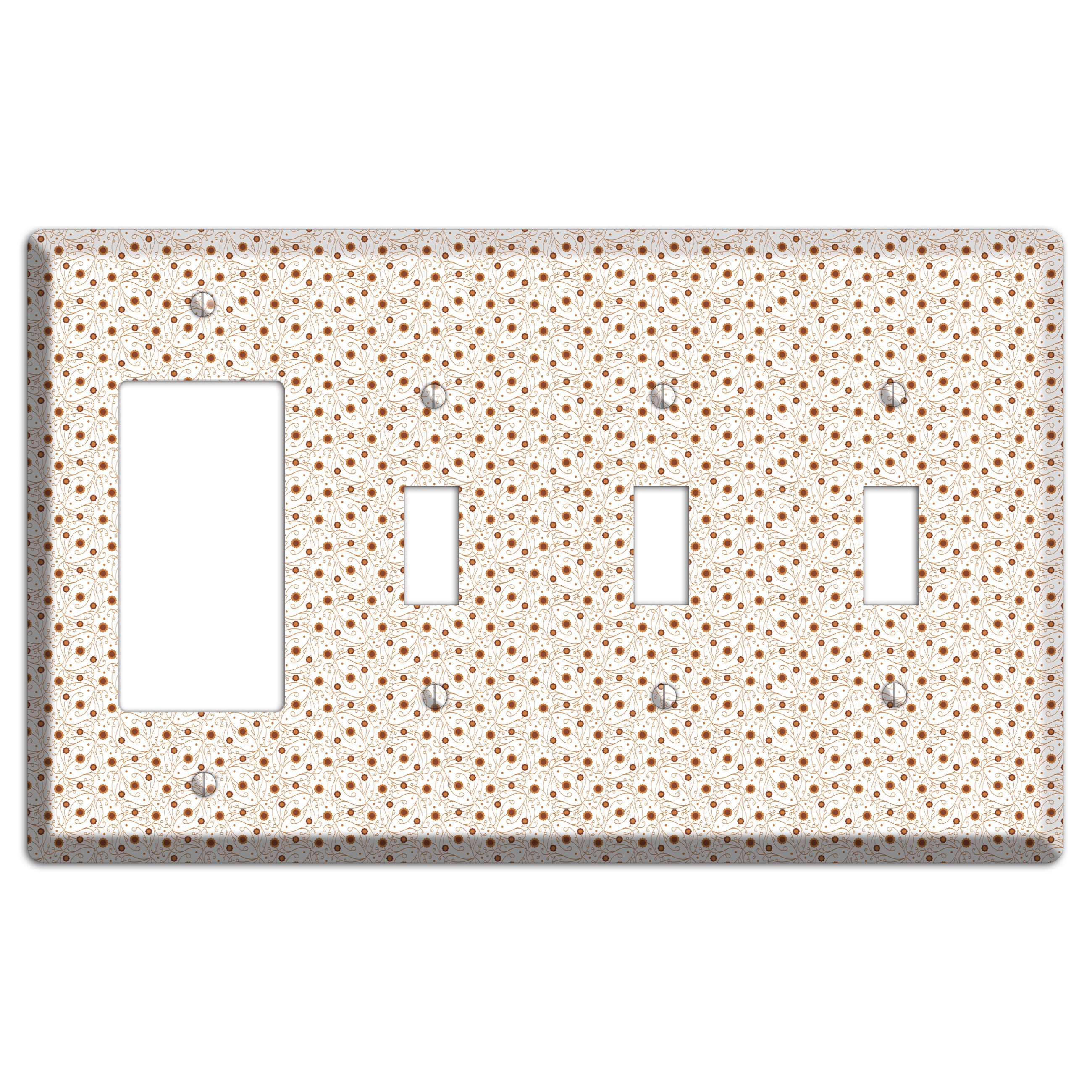 Tiny White Vine Floral Rocker / 3 Toggle Wallplate