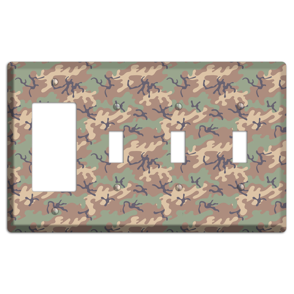 Jungle 1968 Camo Rocker / 3 Toggle Wallplate