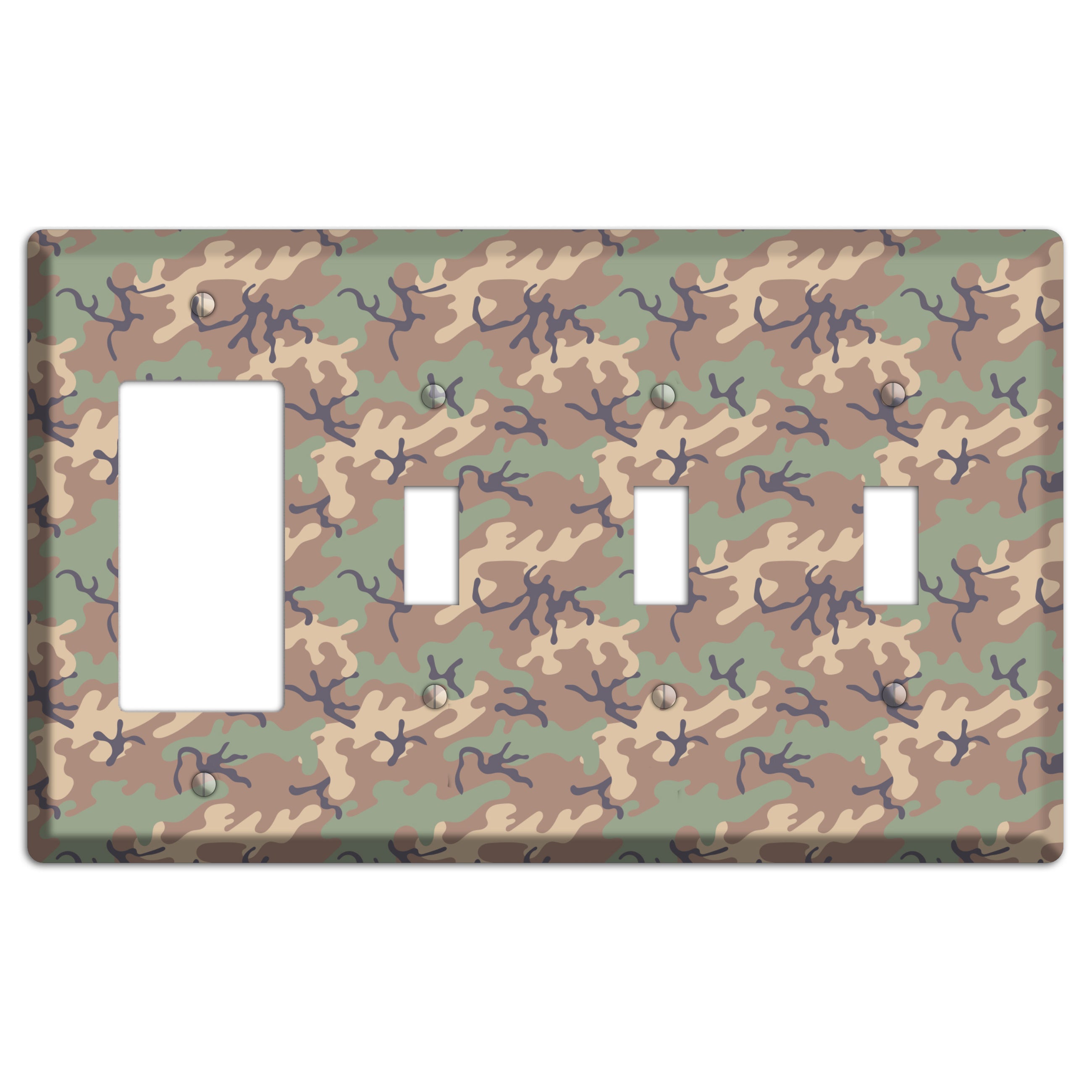 Jungle 1968 Camo Rocker / 3 Toggle Wallplate