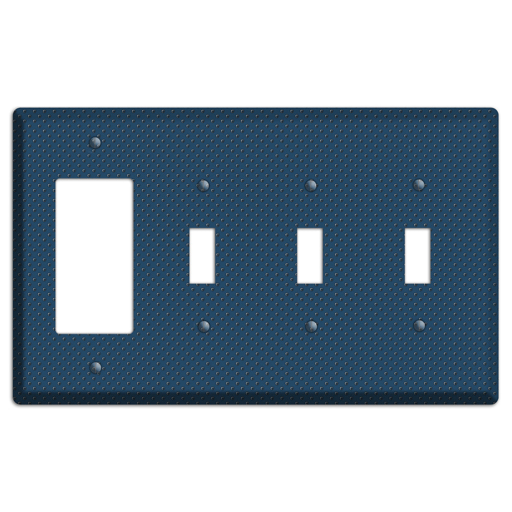Blue Small Dots Rocker / 3 Toggle Wallplate