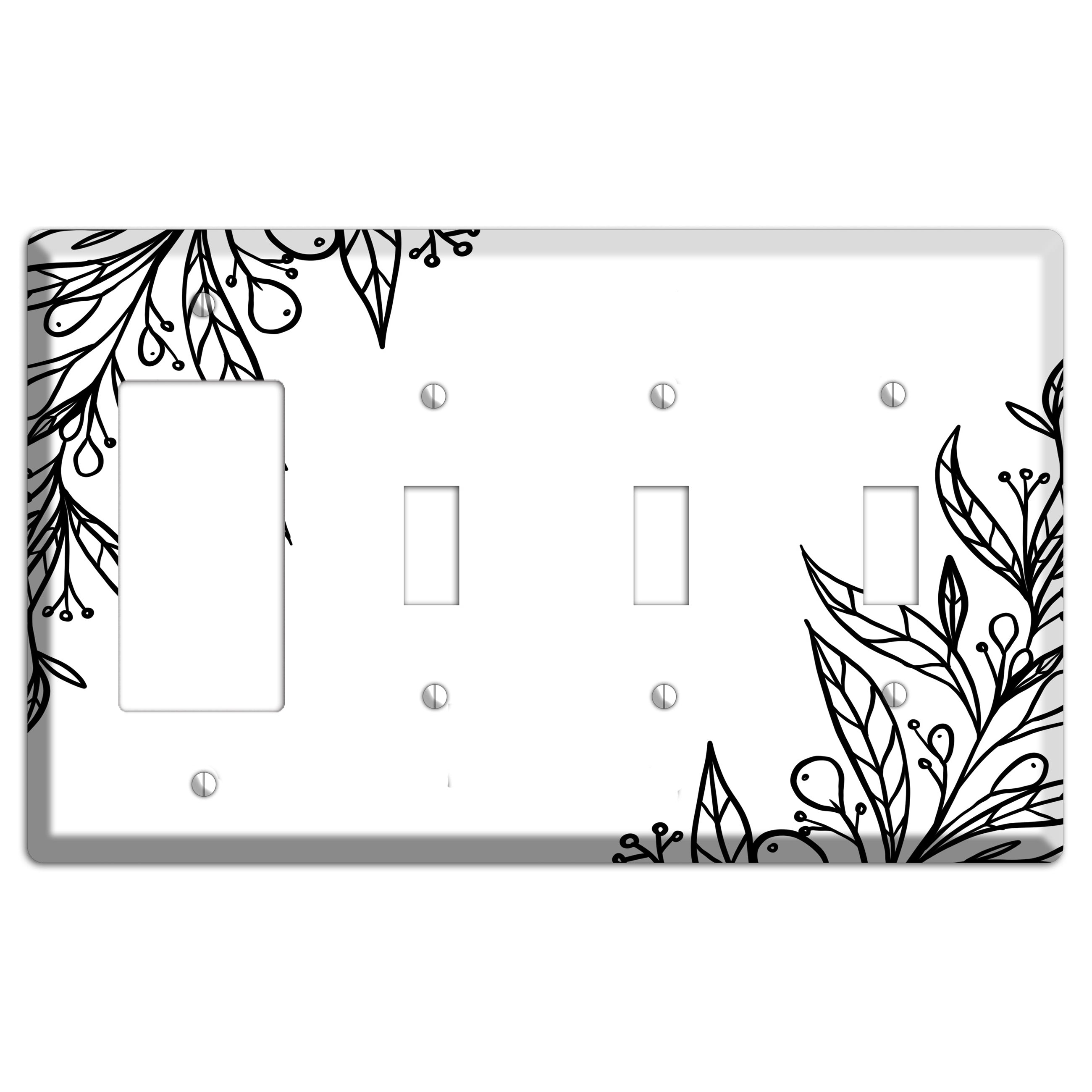 Hand-Drawn Floral 23 Rocker / 3 Toggle Wallplate