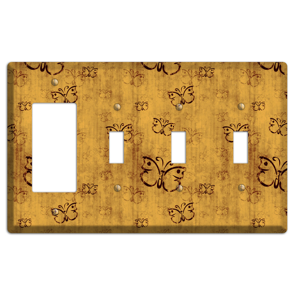 Mustard Butterfly Rocker / 3 Toggle Wallplate