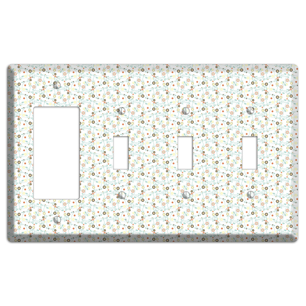 Small Cute Flowers Rocker / 3 Toggle Wallplate
