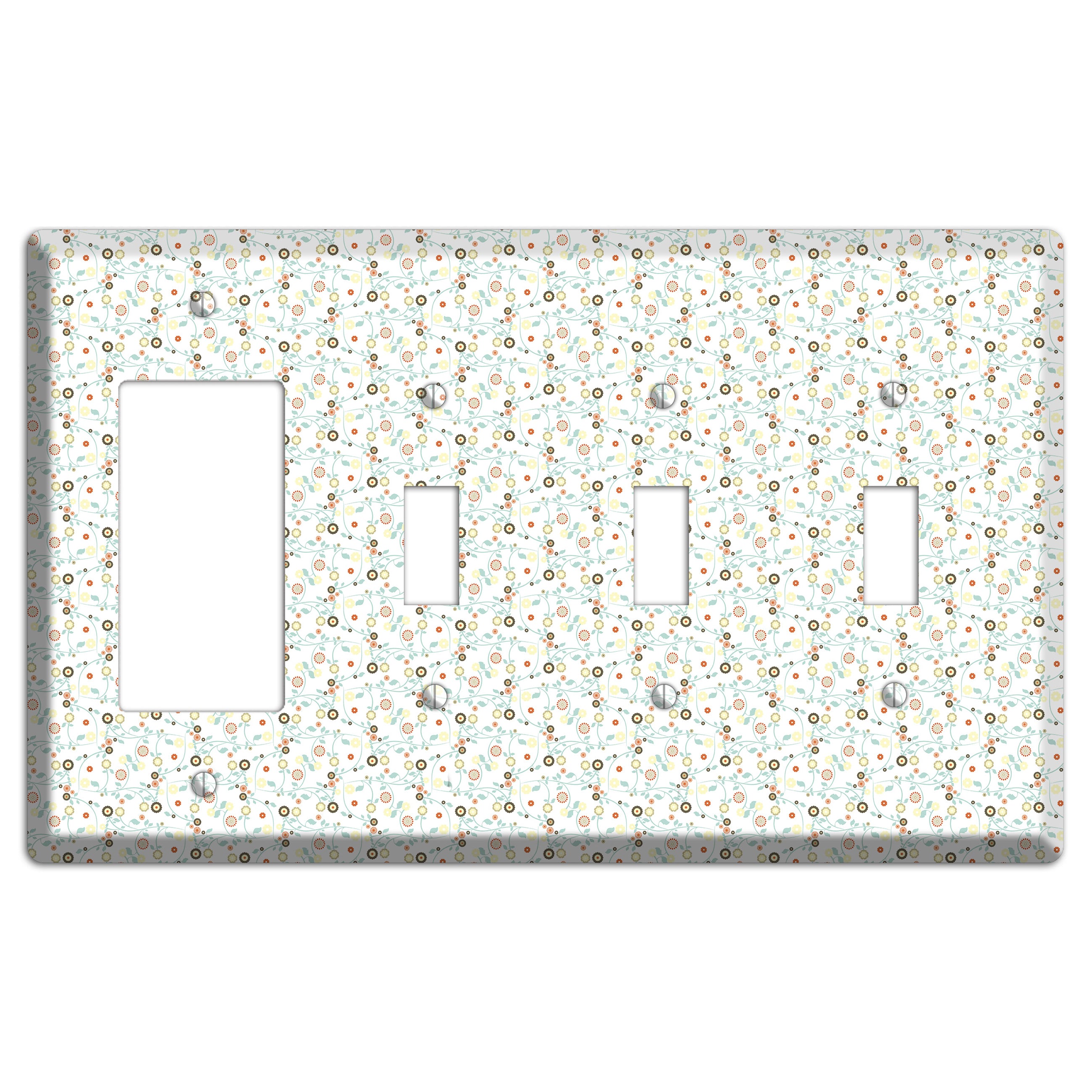 Small Cute Flowers Rocker / 3 Toggle Wallplate