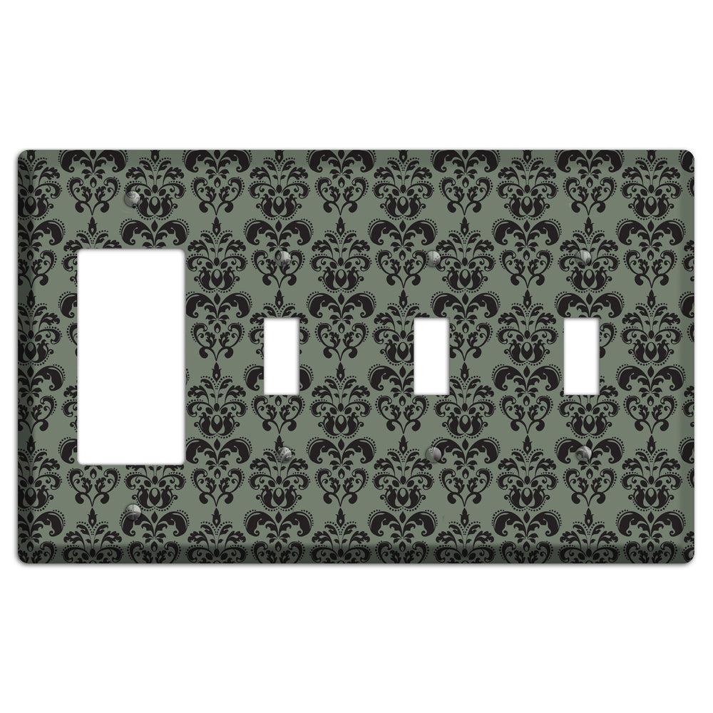 Moss Cartouche Half Drop Rocker / 3 Toggle Wallplate