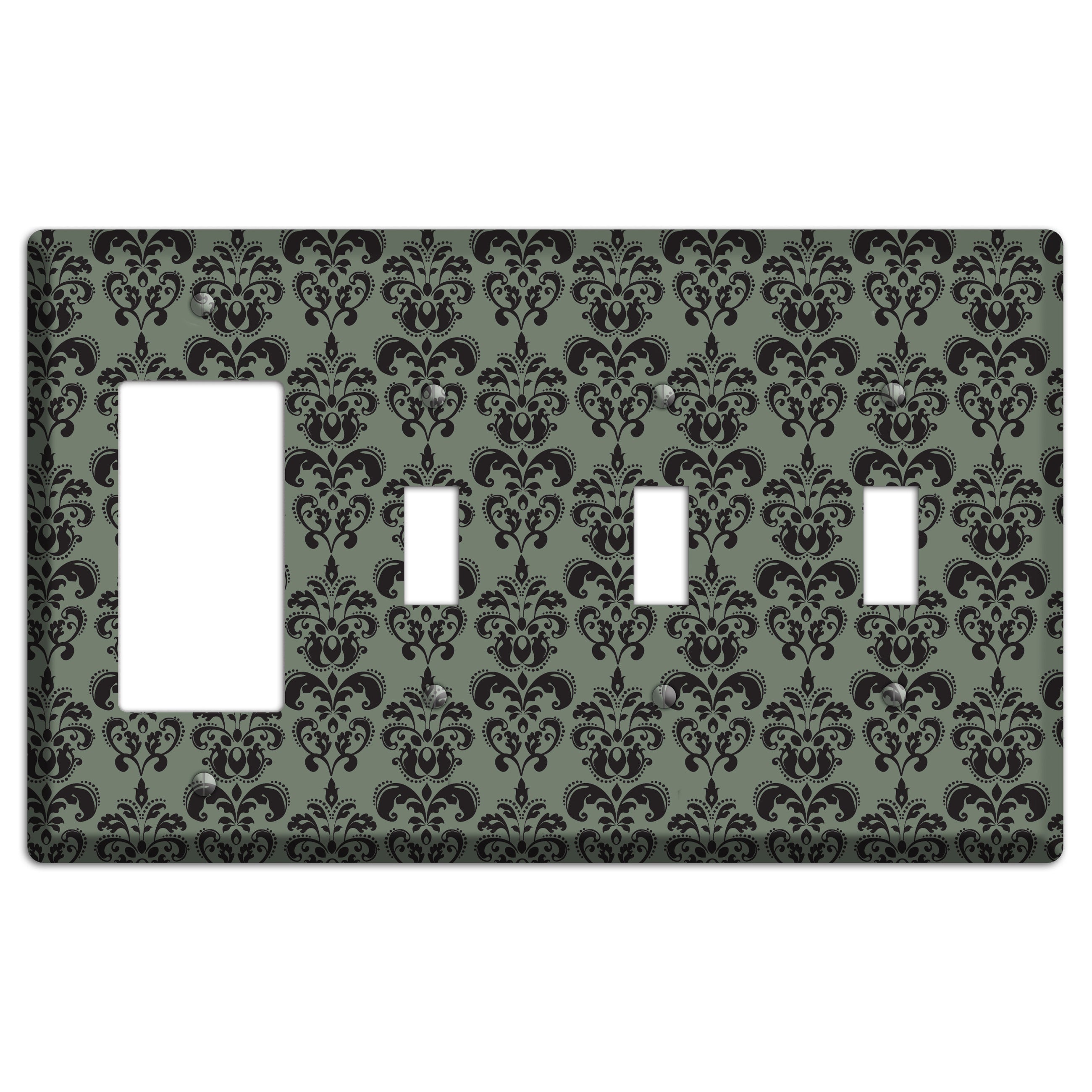 Moss Cartouche Half Drop Rocker / 3 Toggle Wallplate