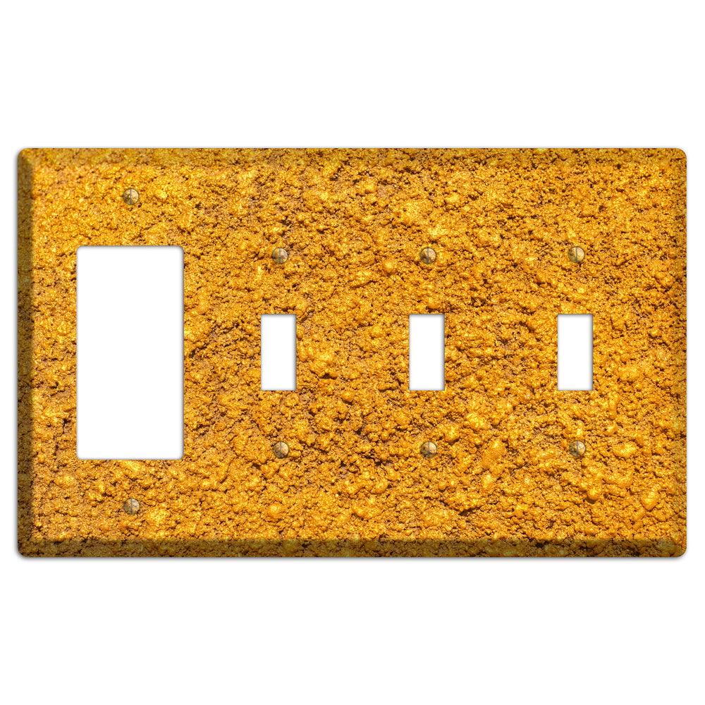 Yellow Textured Concrete Rocker / 3 Toggle Wallplate