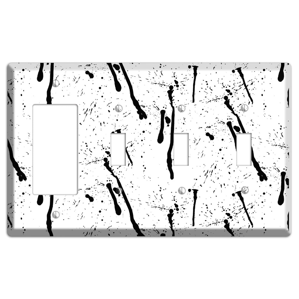 Ink Drips 4 Rocker / 3 Toggle Wallplate