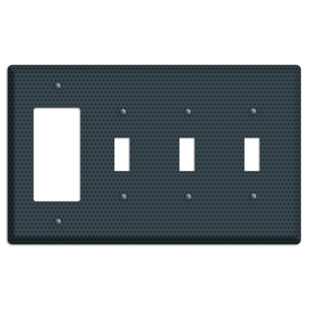 Navy Tiny Scallop Rocker / 3 Toggle Wallplate