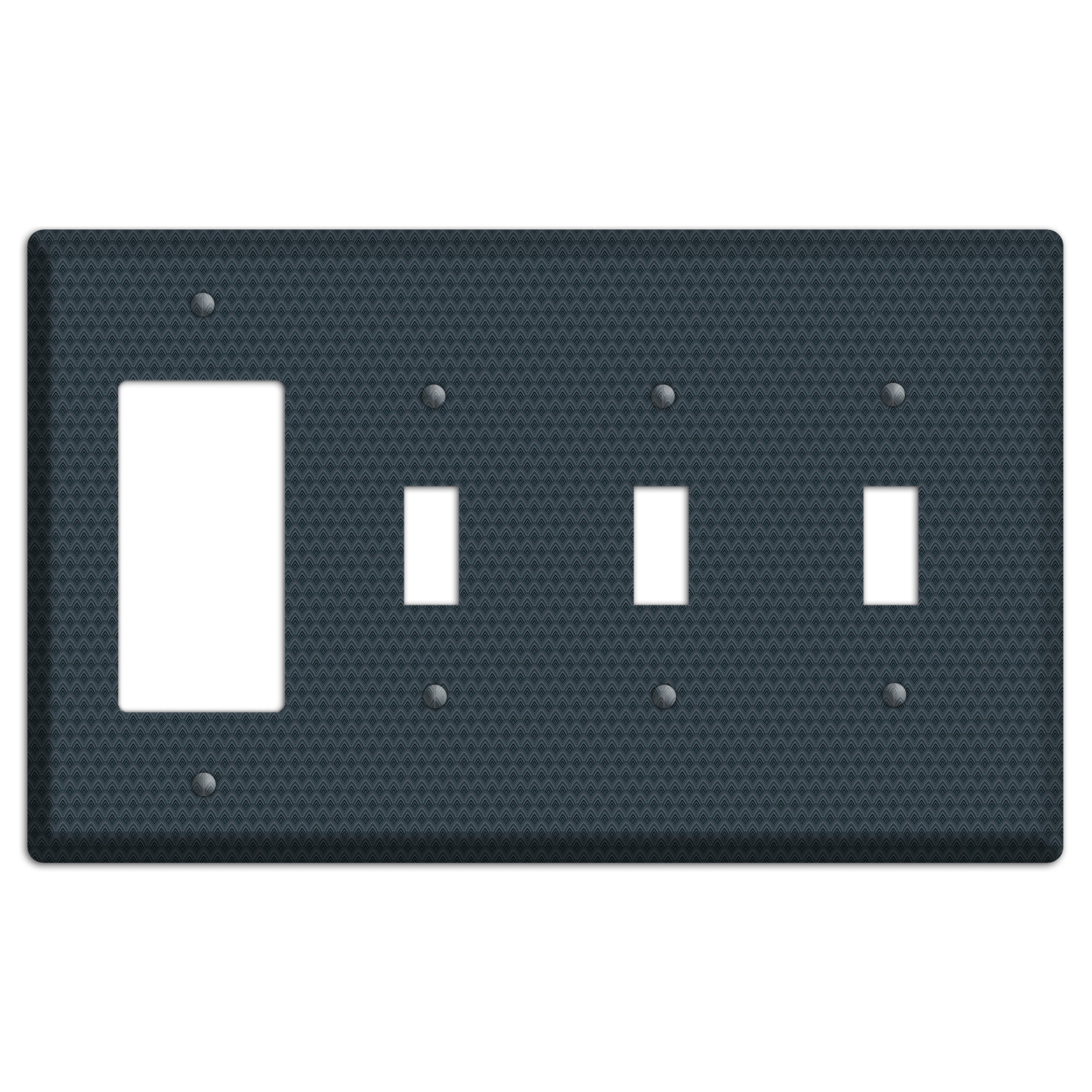 Navy Tiny Scallop Rocker / 3 Toggle Wallplate