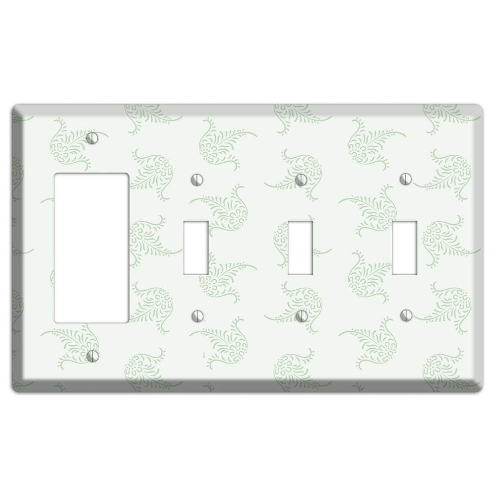 Mint Trefoil Cartouche Rocker / 3 Toggle Wallplate