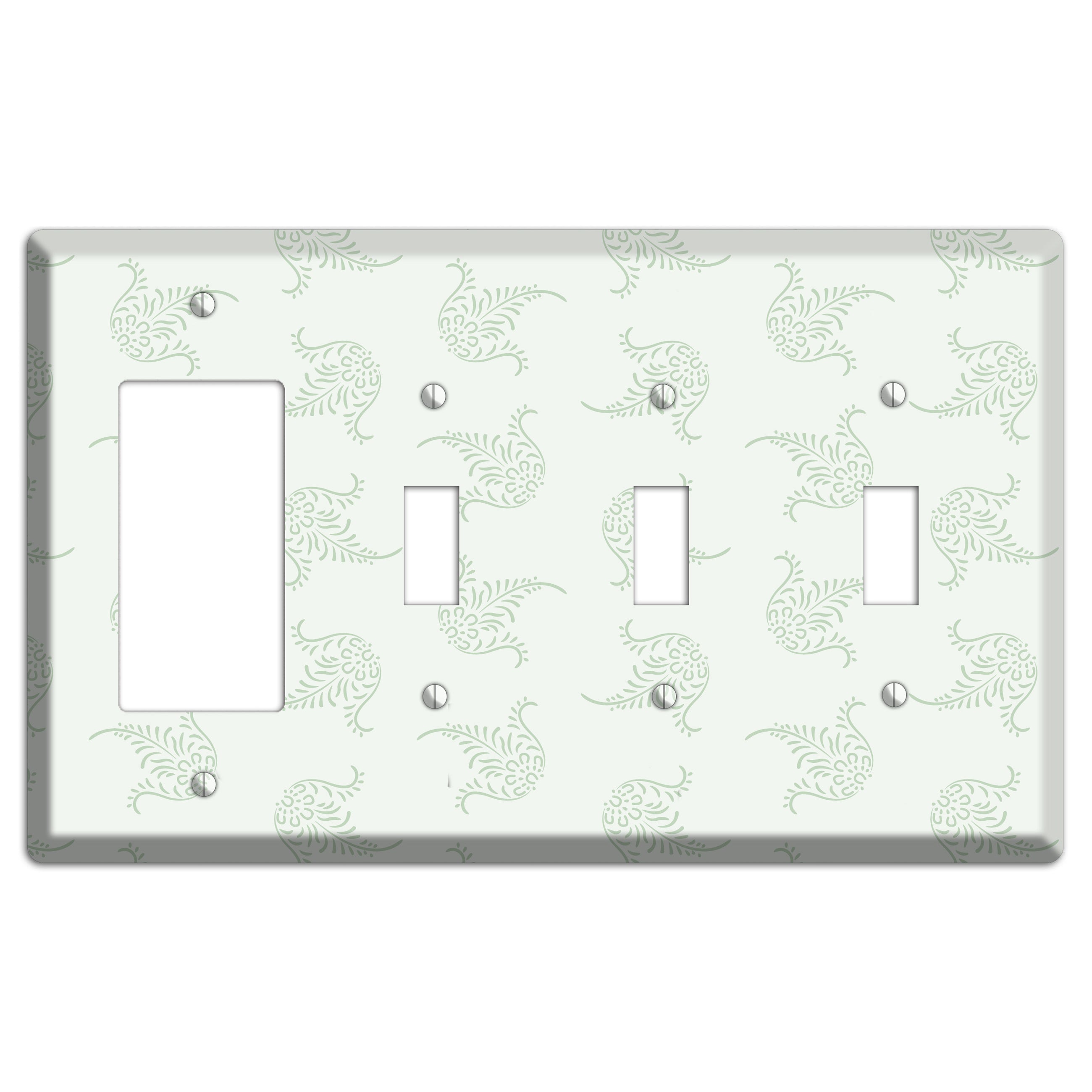 Mint Trefoil Cartouche Rocker / 3 Toggle Wallplate