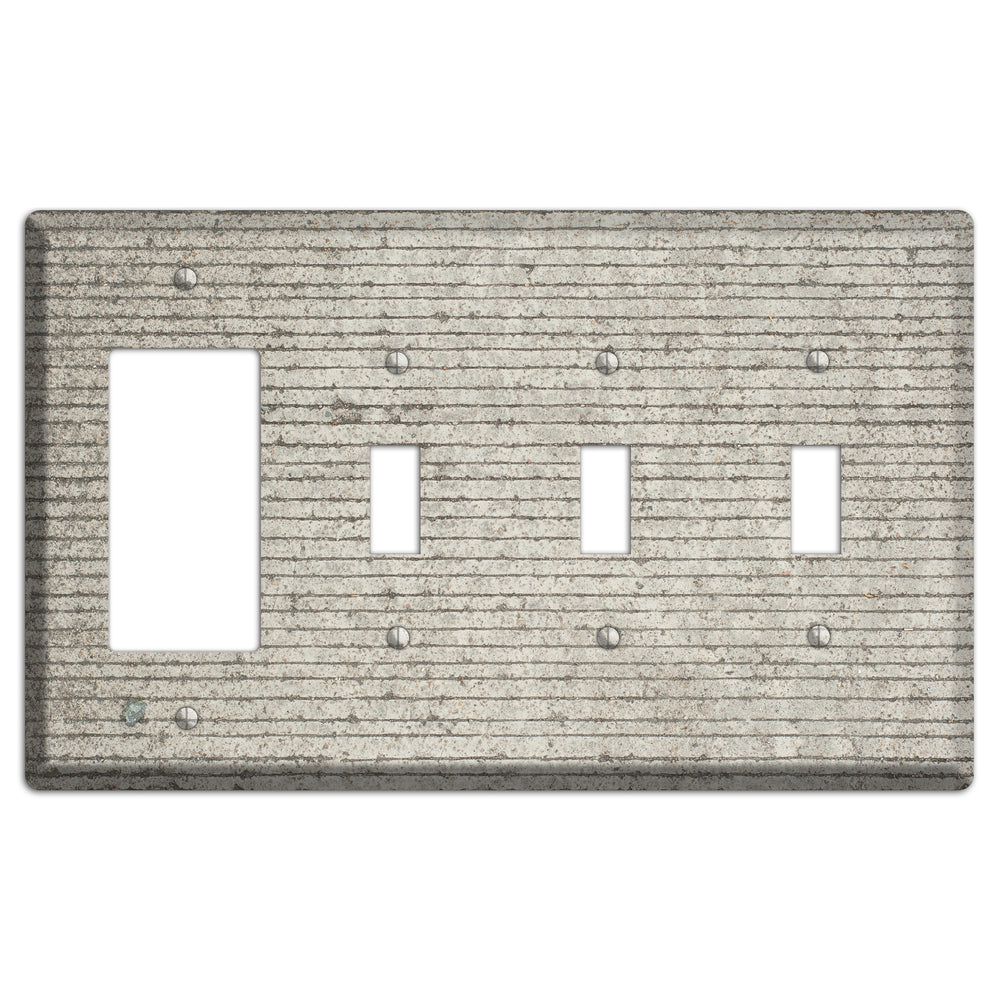 Horizontal Concrete Rocker / 3 Toggle Wallplate