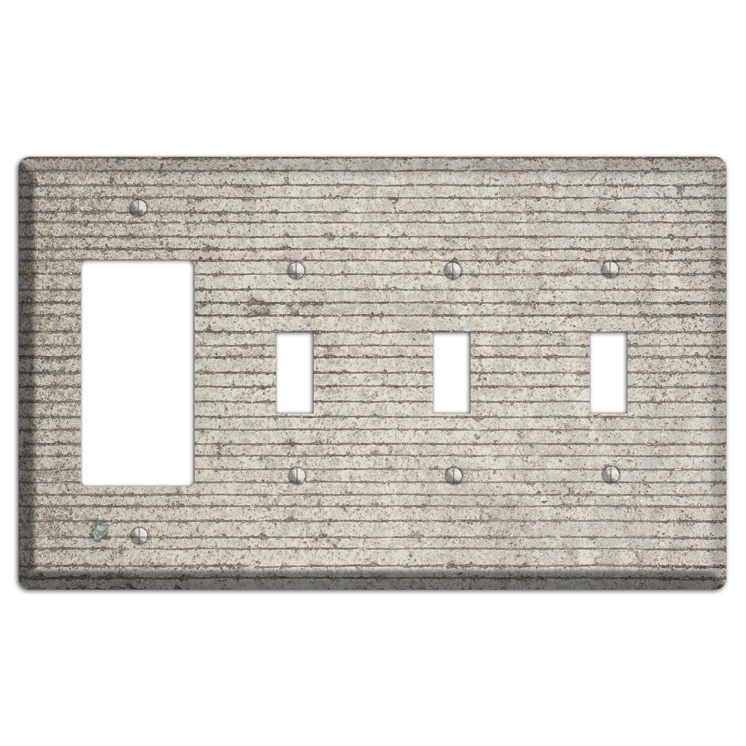 Horizontal Concrete Rocker / 3 Toggle Wallplate