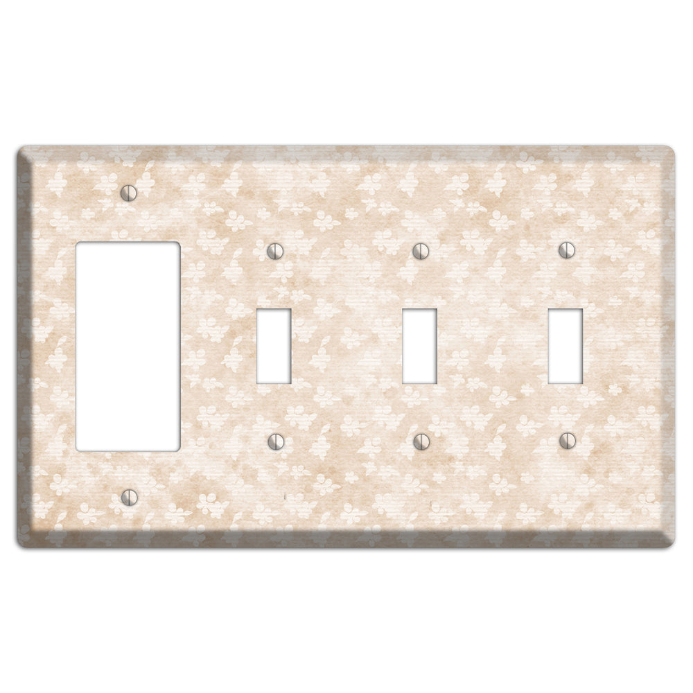 White Linen Neutral Texture Rocker / 3 Toggle Wallplate