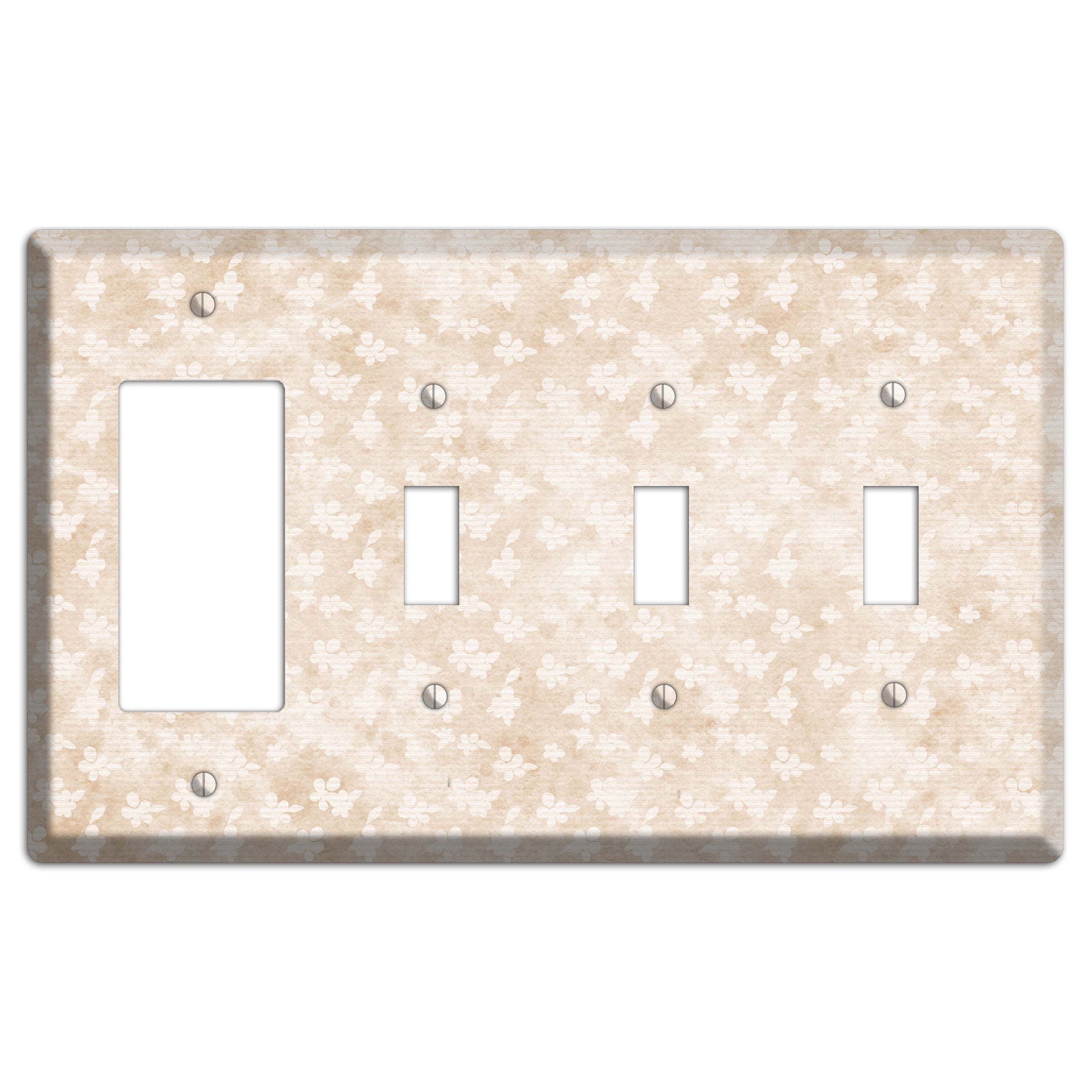 White Linen Neutral Texture Rocker / 3 Toggle Wallplate