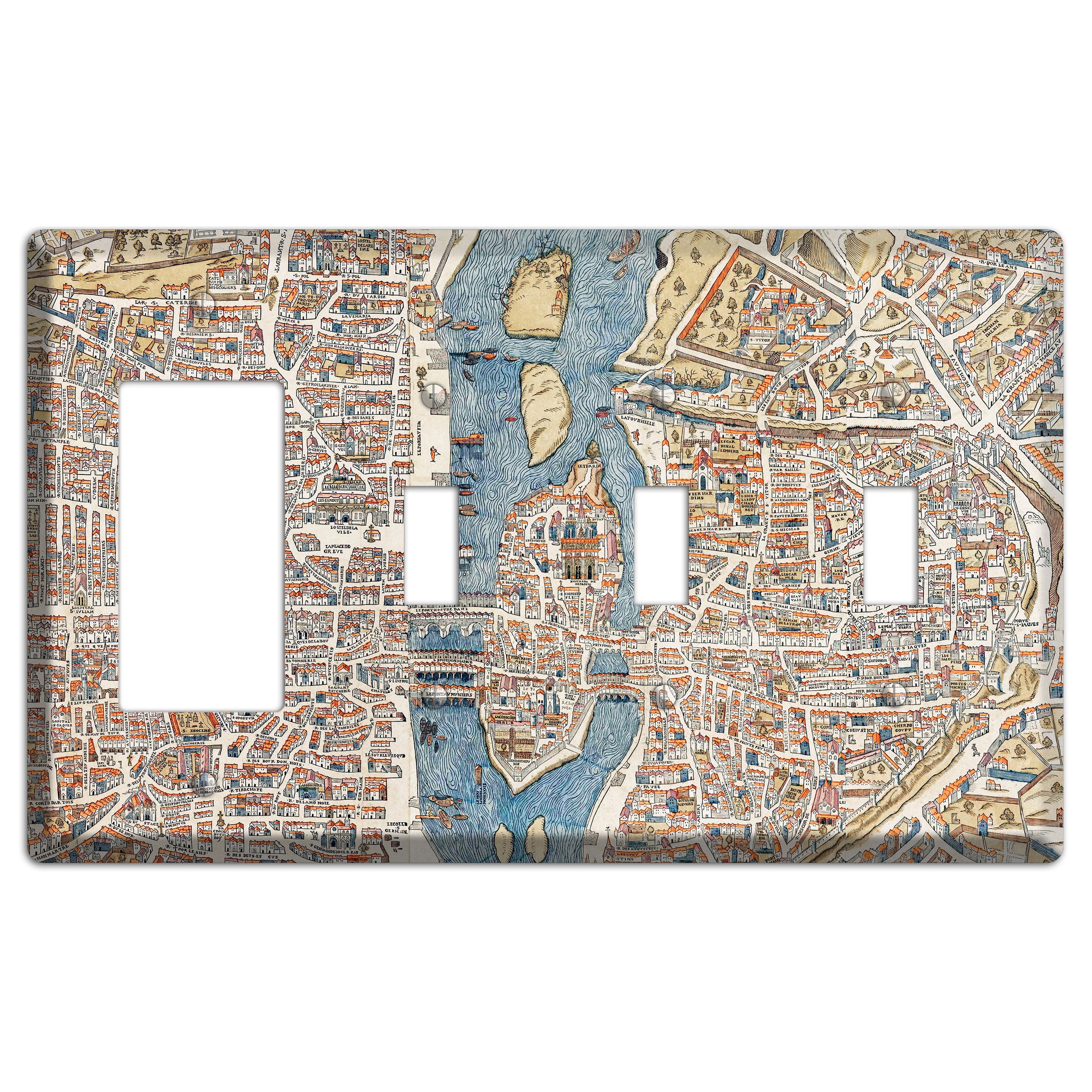 Aerial View Rocker / 3 Toggle Wallplate
