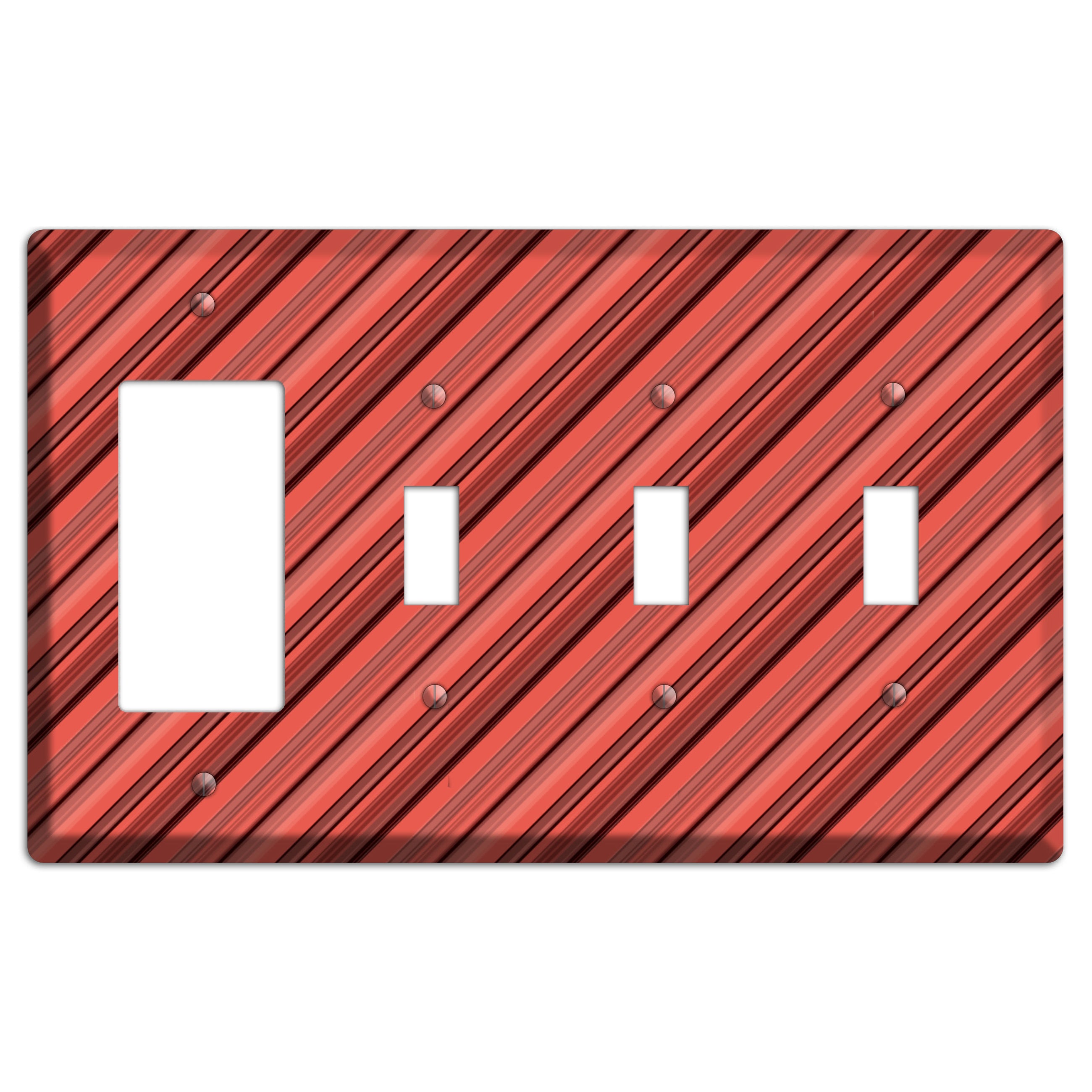 Red Stripes 2 Rocker / 3 Toggle Wallplate