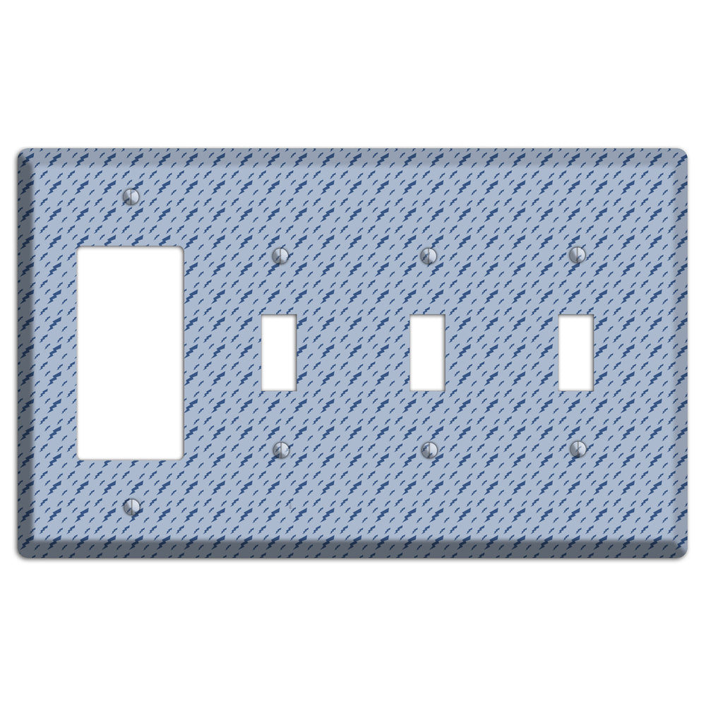 Blue Bolts Rocker / 3 Toggle Wallplate