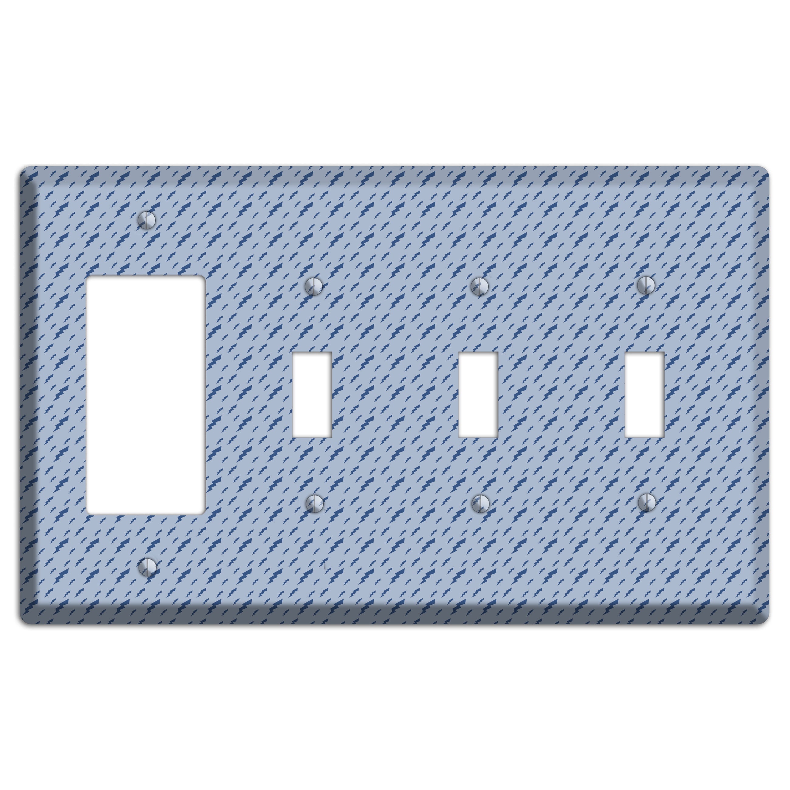 Blue Bolts Rocker / 3 Toggle Wallplate
