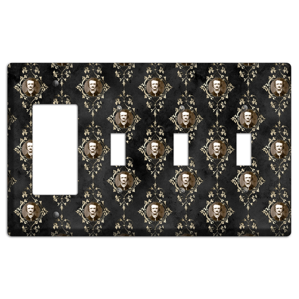 Edgar Allen Poe Self Portrait Rocker / 3 Toggle Wallplate