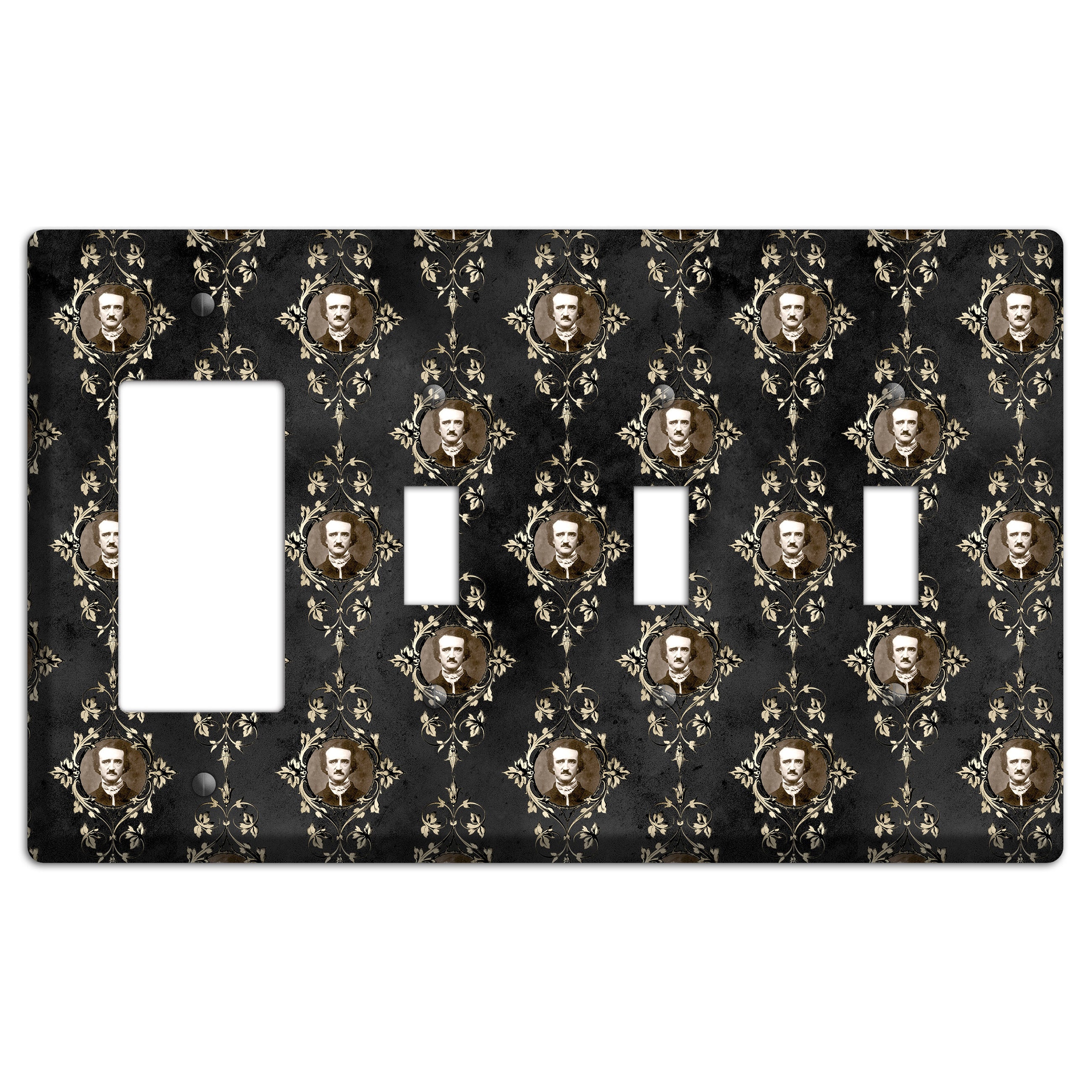 Edgar Allen Poe Self Portrait Rocker / 3 Toggle Wallplate