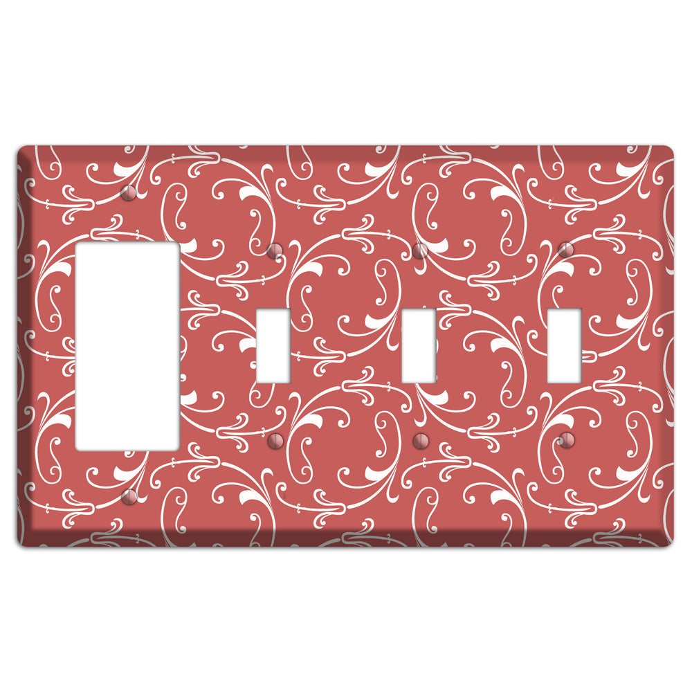 Brick Victorian Sprig Rocker / 3 Toggle Wallplate