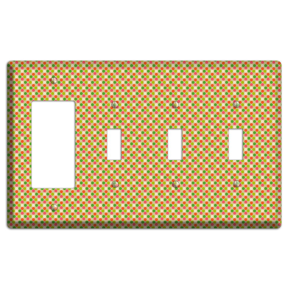 Yellow Plaid Rocker / 3 Toggle Wallplate