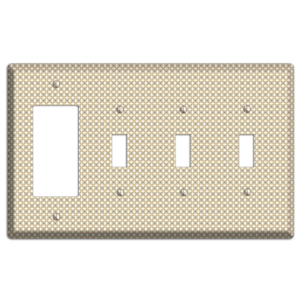 Multi Beige Tiled Arabesque Rocker / 3 Toggle Wallplate