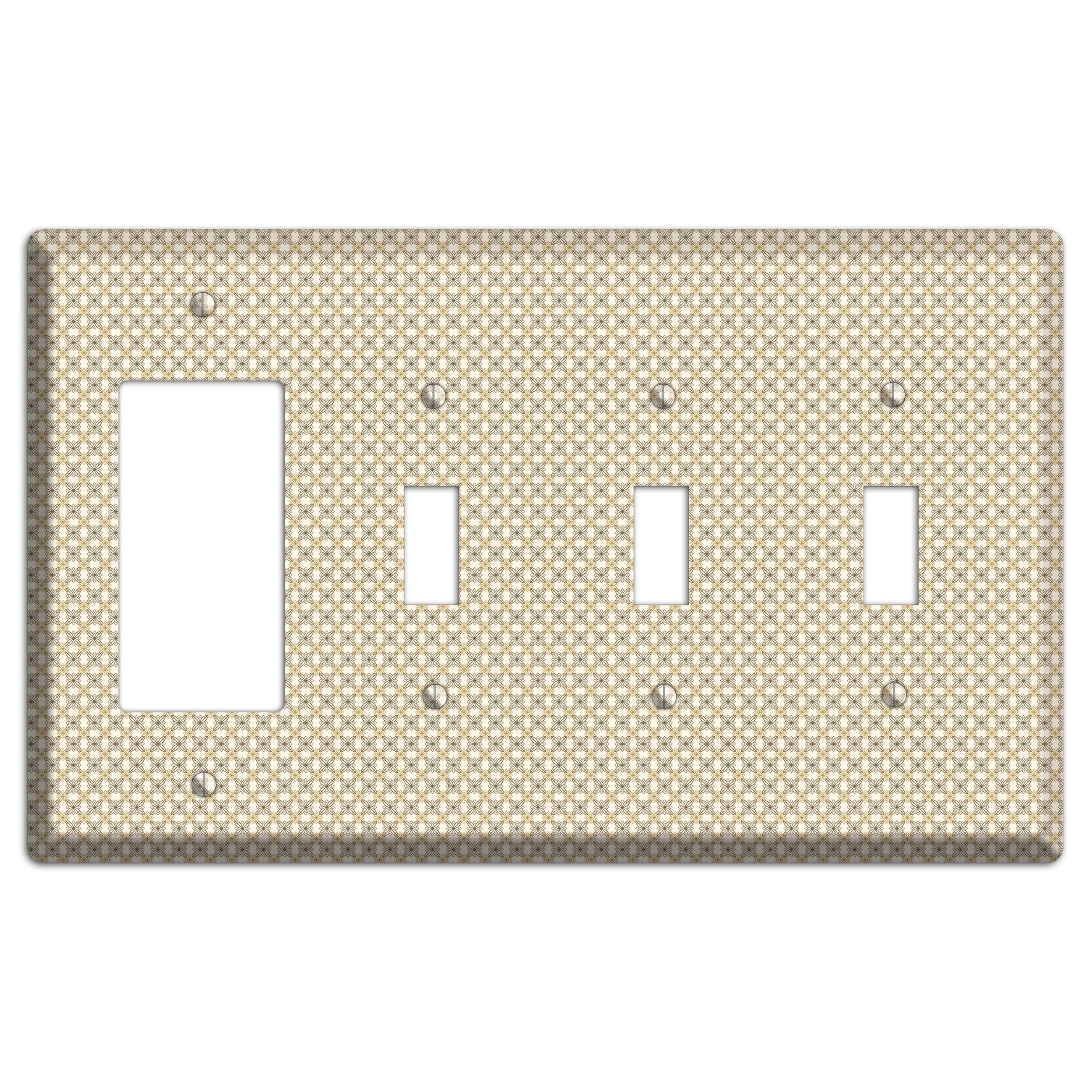 Multi Beige Tiled Arabesque Rocker / 3 Toggle Wallplate