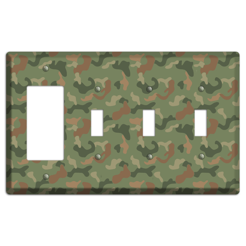 Jungle Green Camo Rocker / 3 Toggle Wallplate
