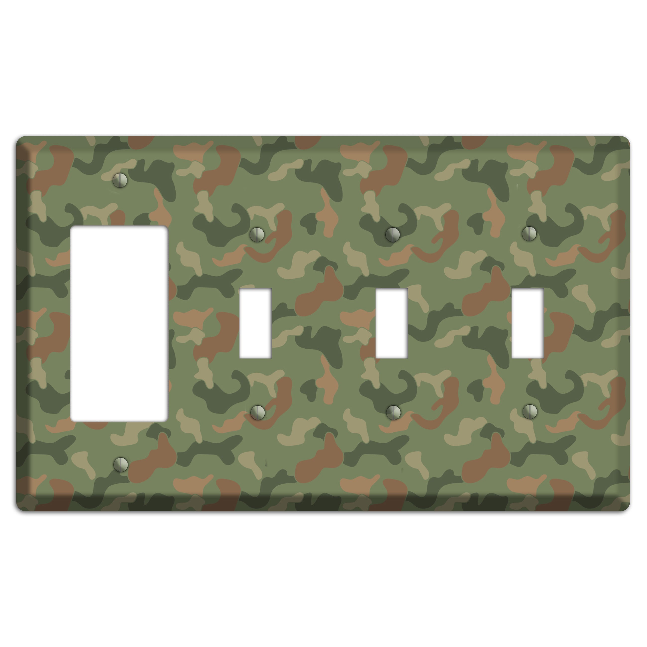 Jungle Green Camo Rocker / 3 Toggle Wallplate