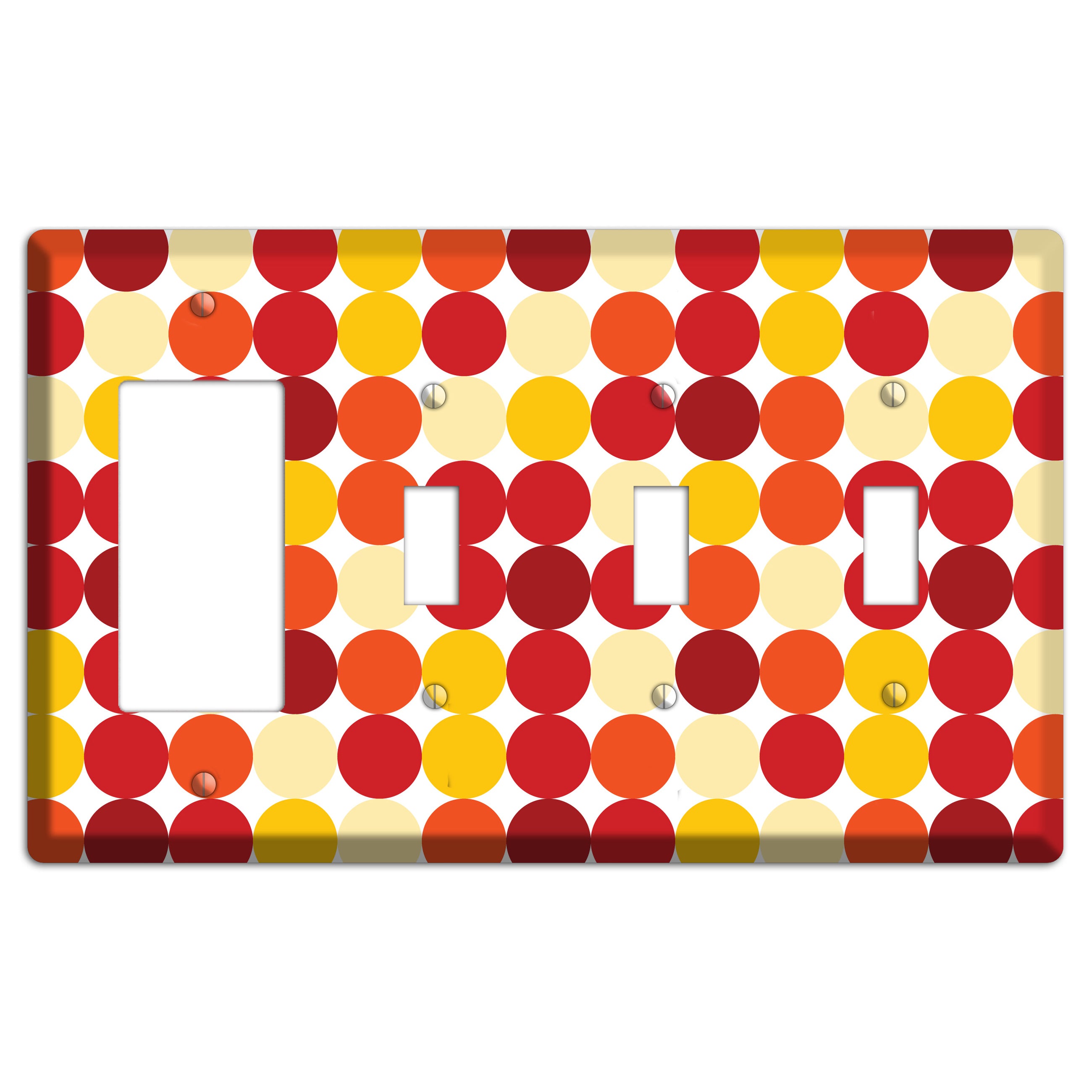 Multi Red and Beige Dots Rocker / 3 Toggle Wallplate