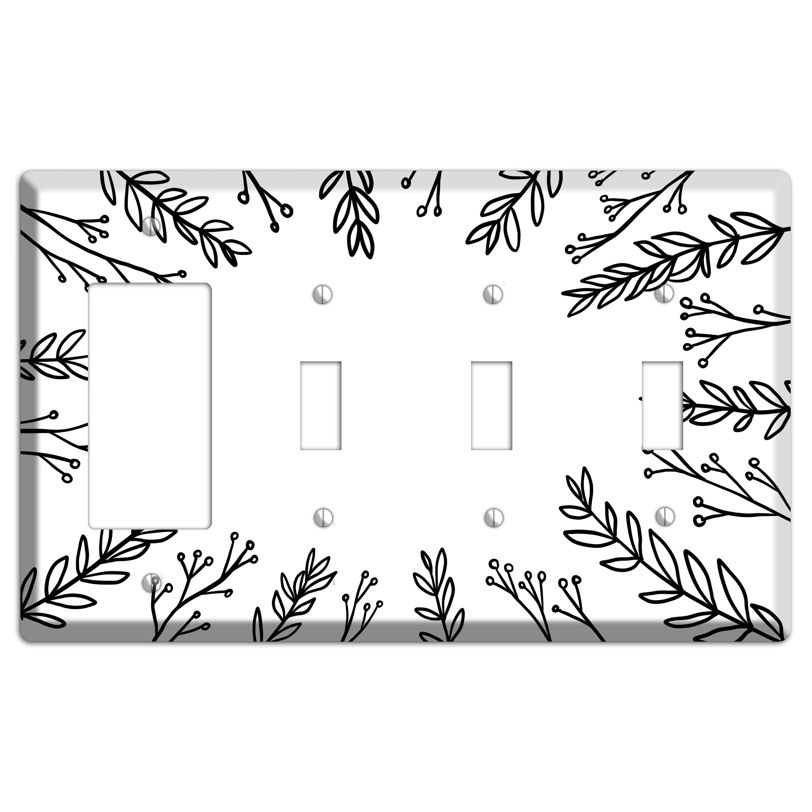 Hand-Drawn Leaves 9 Rocker / 3 Toggle Wallplate