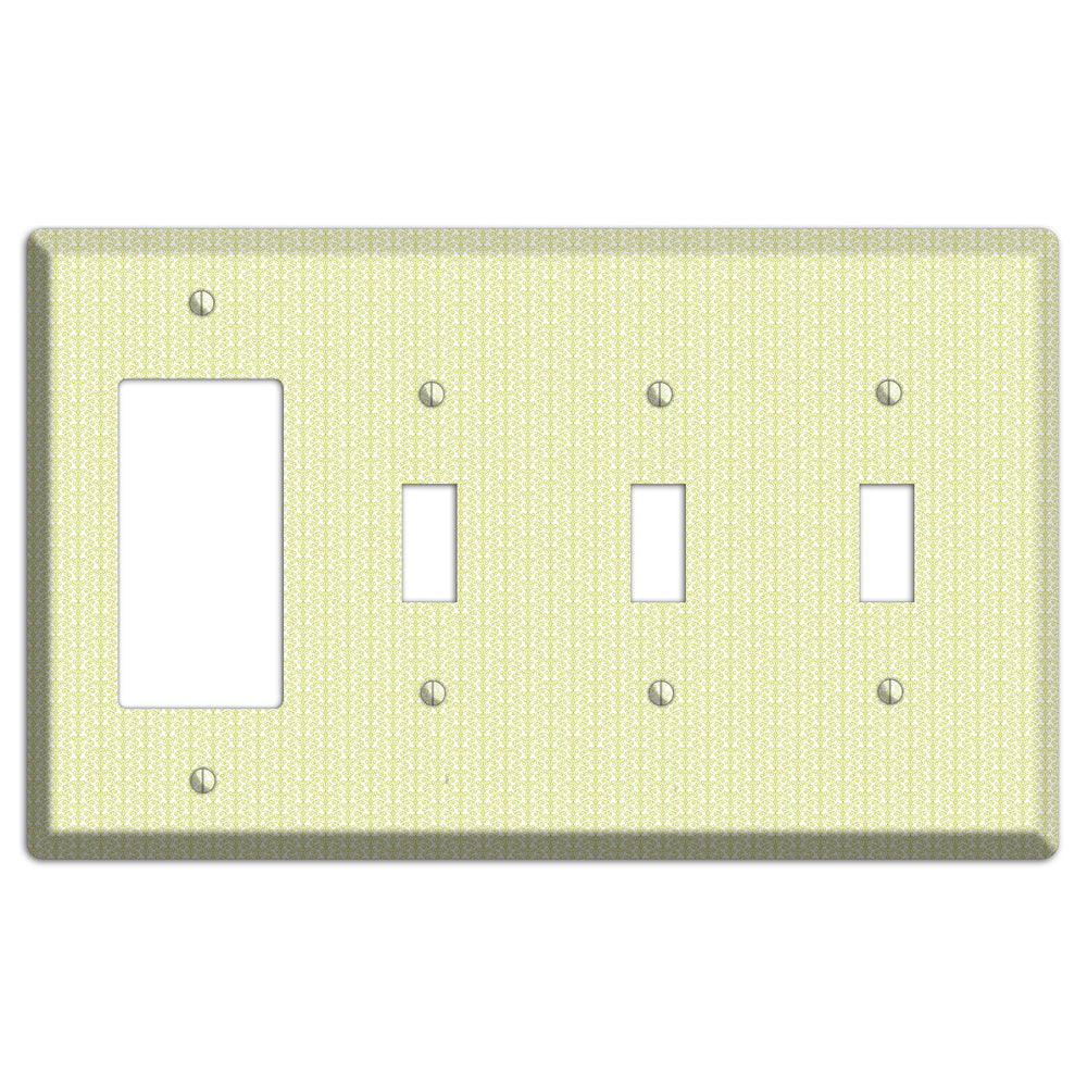 Olive Tiny Toile Half Drop Rocker / 3 Toggle Wallplate