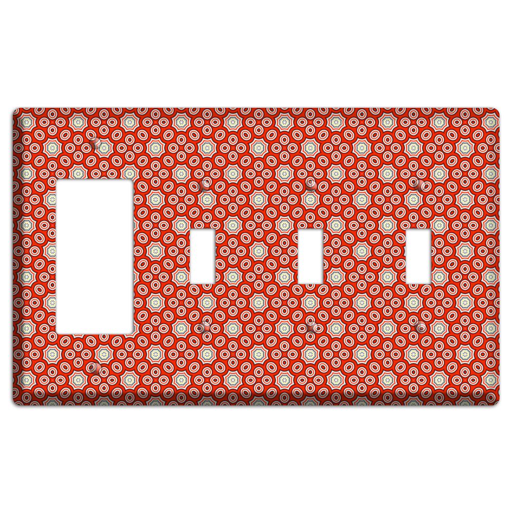 Red Foulard Rocker / 3 Toggle Wallplate
