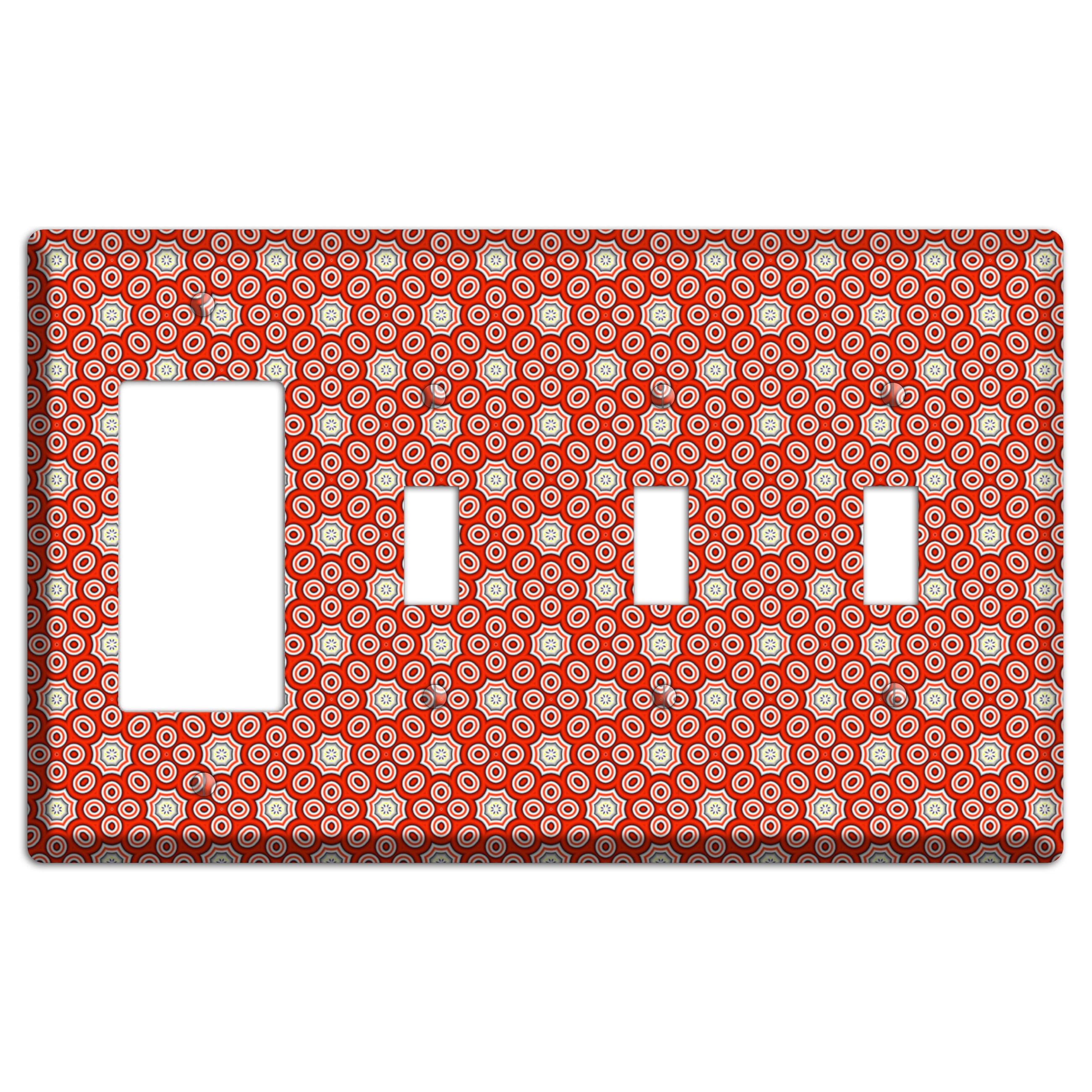 Red Foulard Rocker / 3 Toggle Wallplate