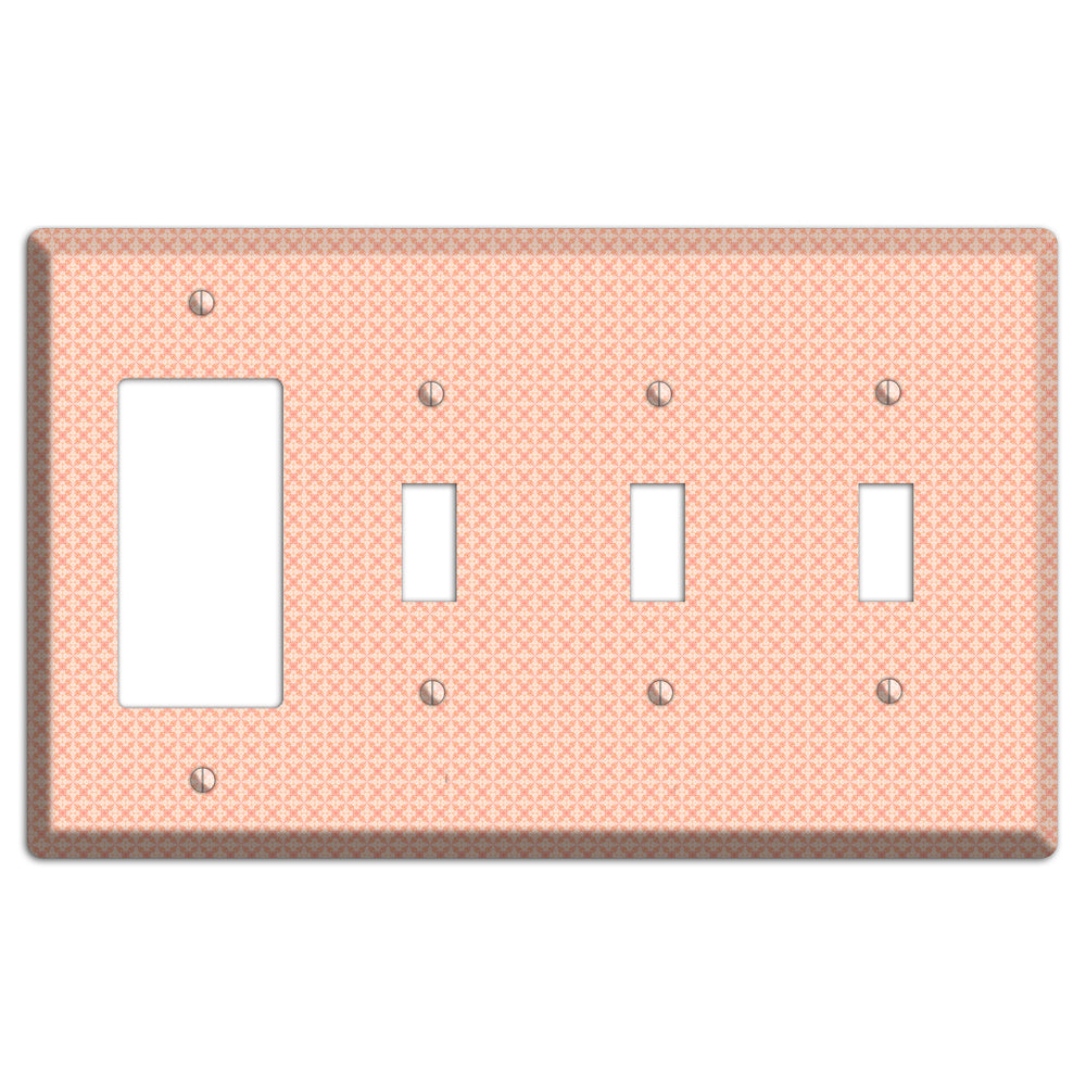 Peach Quatrefoil Rocker / 3 Toggle Wallplate