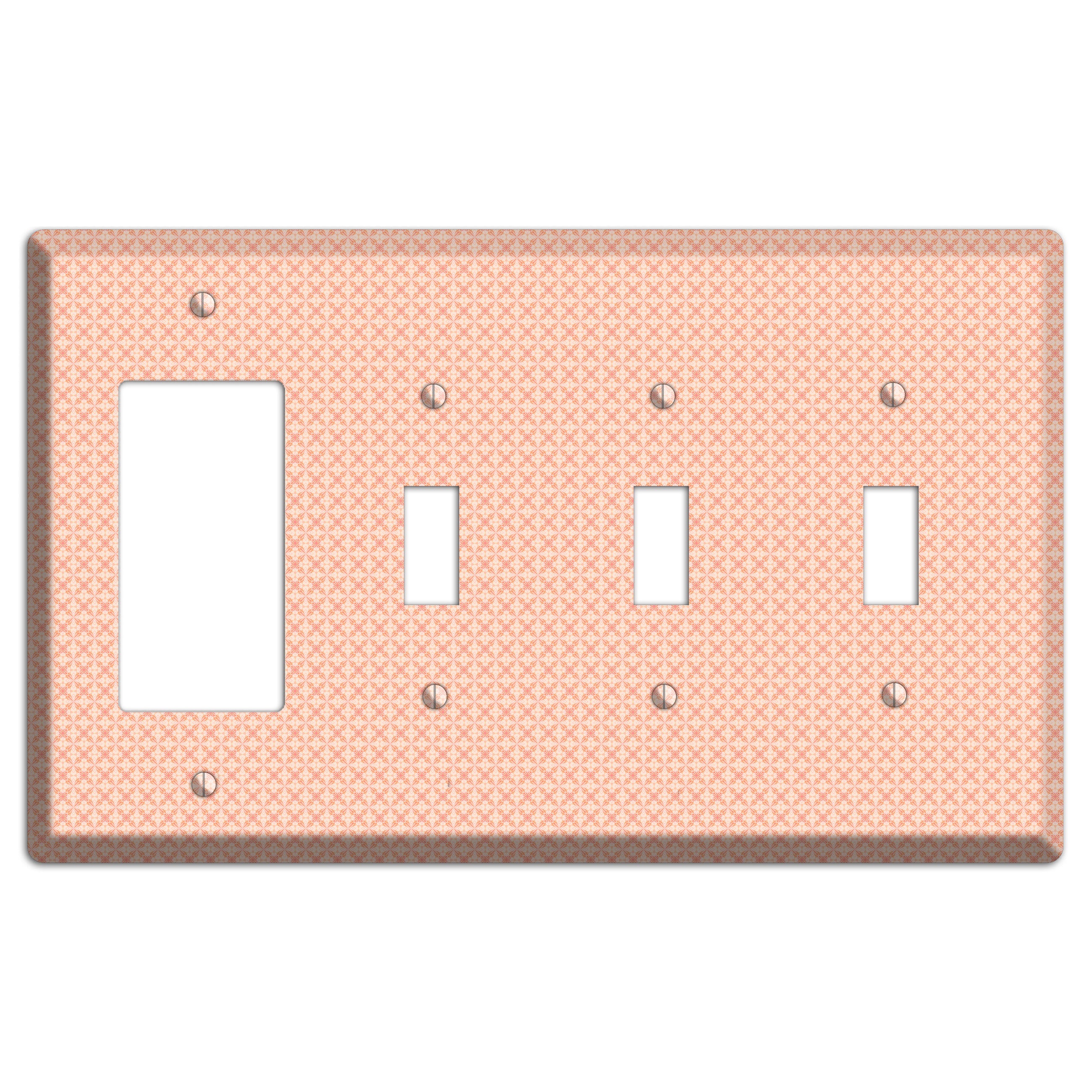 Peach Quatrefoil Rocker / 3 Toggle Wallplate