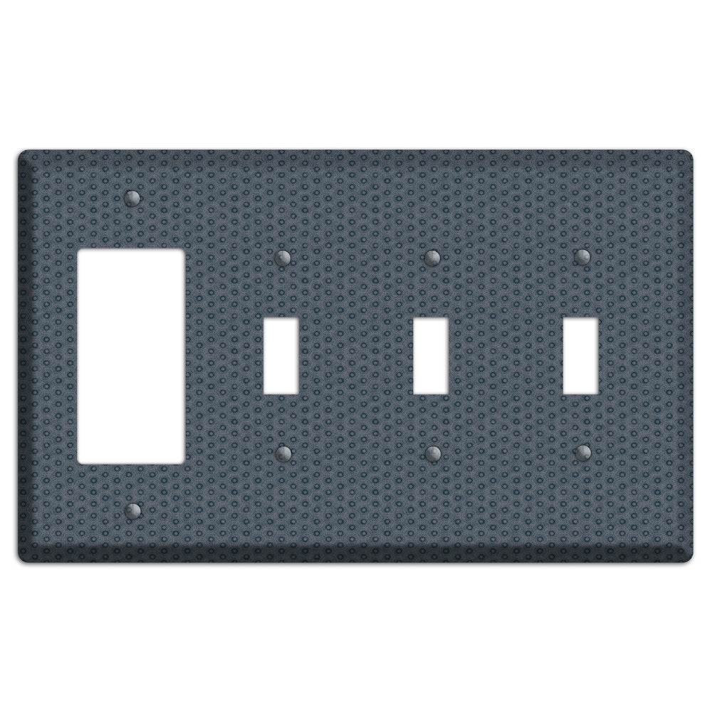 Blue Grey Foulard Rocker / 3 Toggle Wallplate